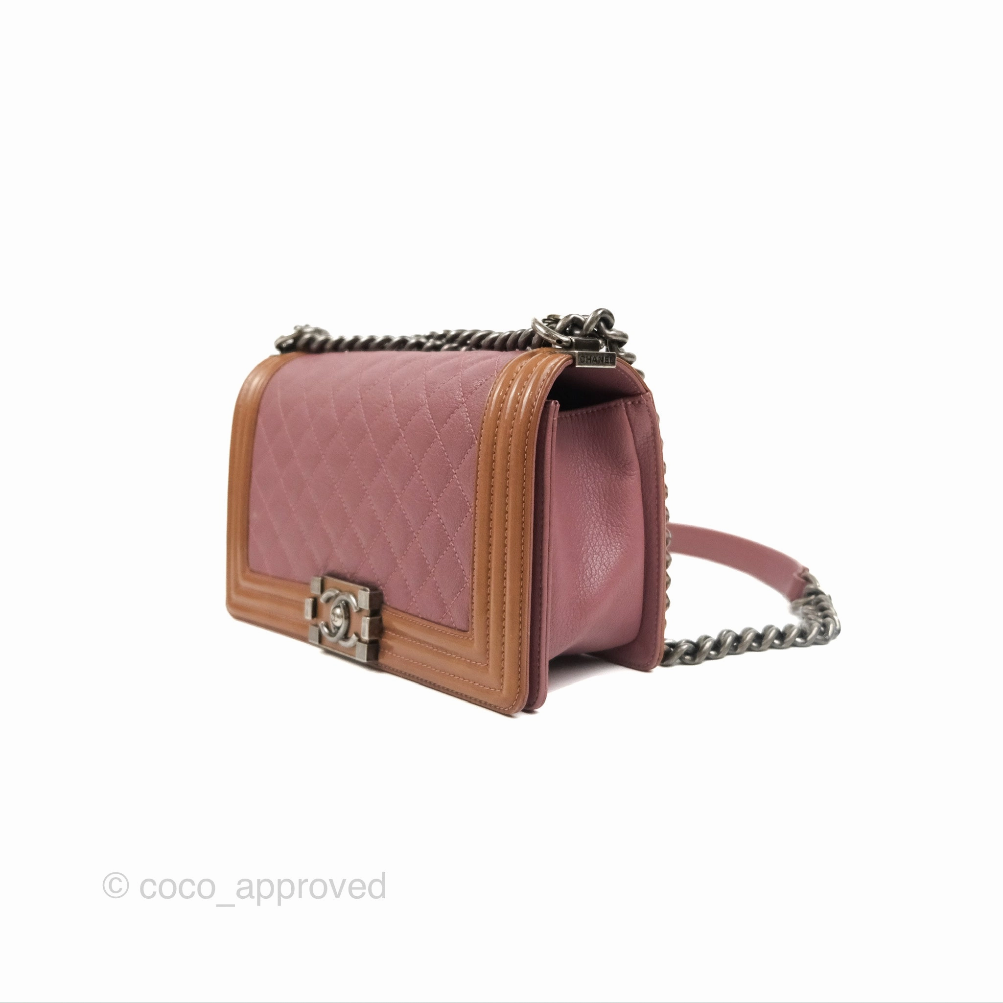 Chanel Quilted Medium Boy Plum Pink Calfskin Ruthenium Hardware