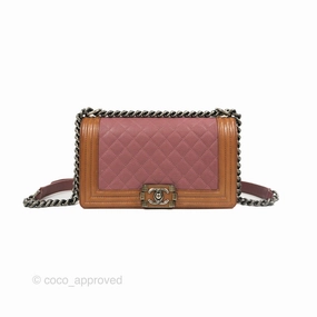 Chanel Quilted Medium Boy Plum Pink Calfskin Ruthenium Hardware