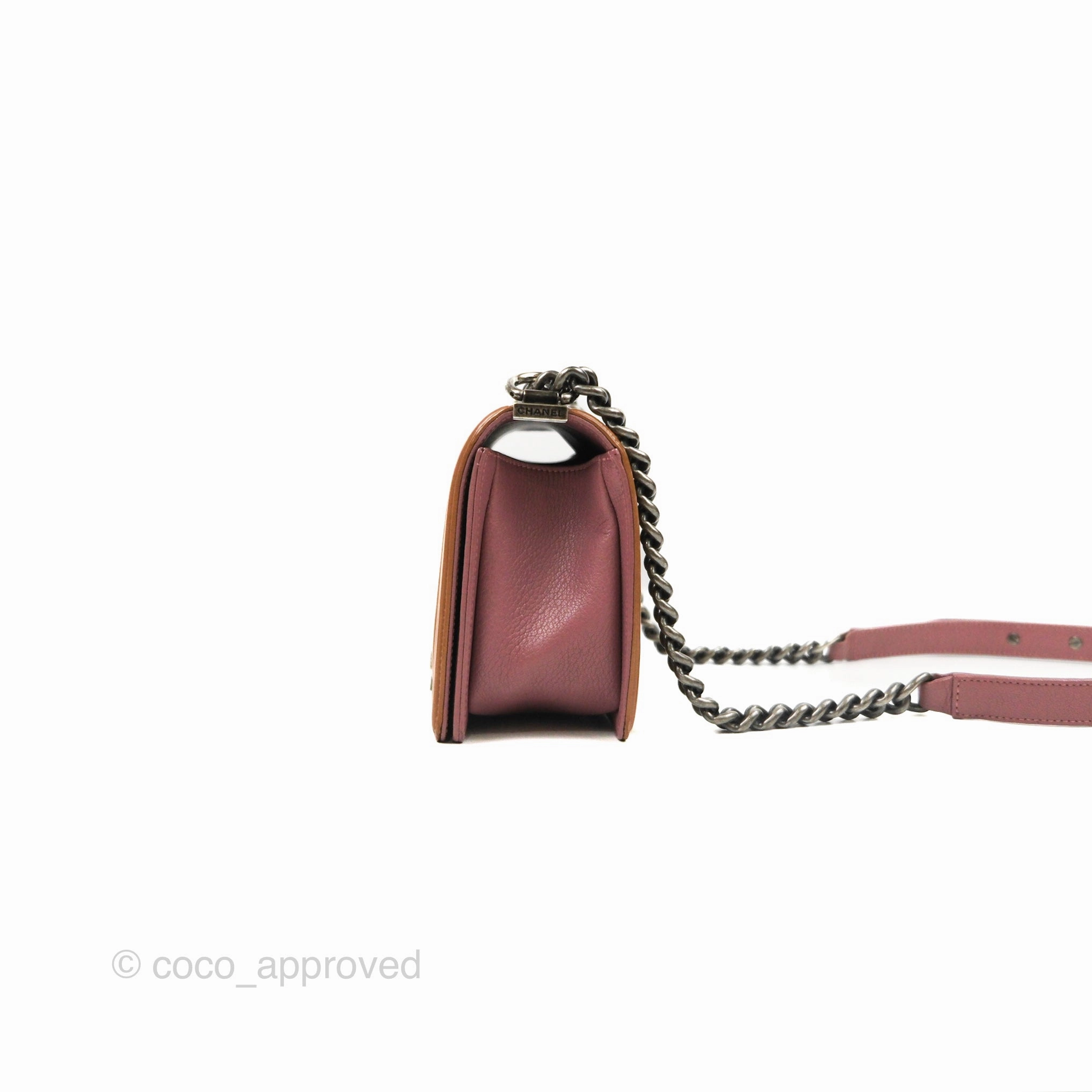 Chanel Quilted Medium Boy Plum Pink Calfskin Ruthenium Hardware