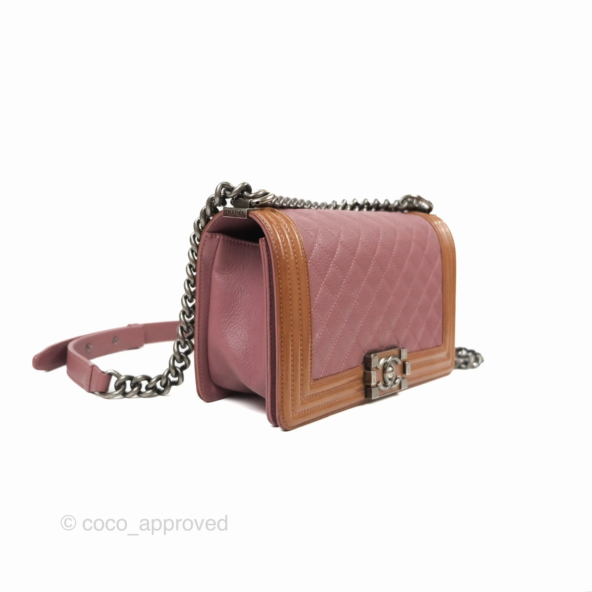 Chanel Quilted Medium Boy Plum Pink Calfskin Ruthenium Hardware