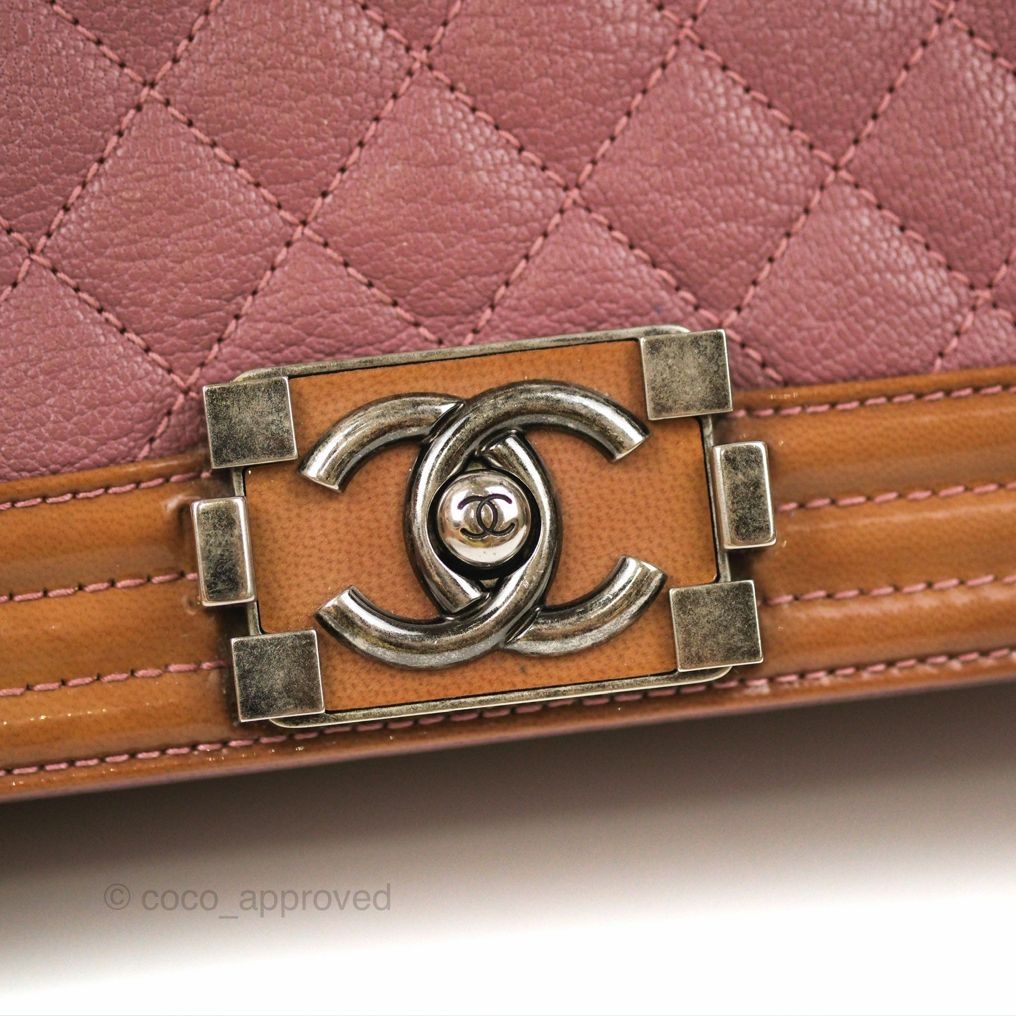 Chanel Quilted Medium Boy Plum Pink Calfskin Ruthenium Hardware