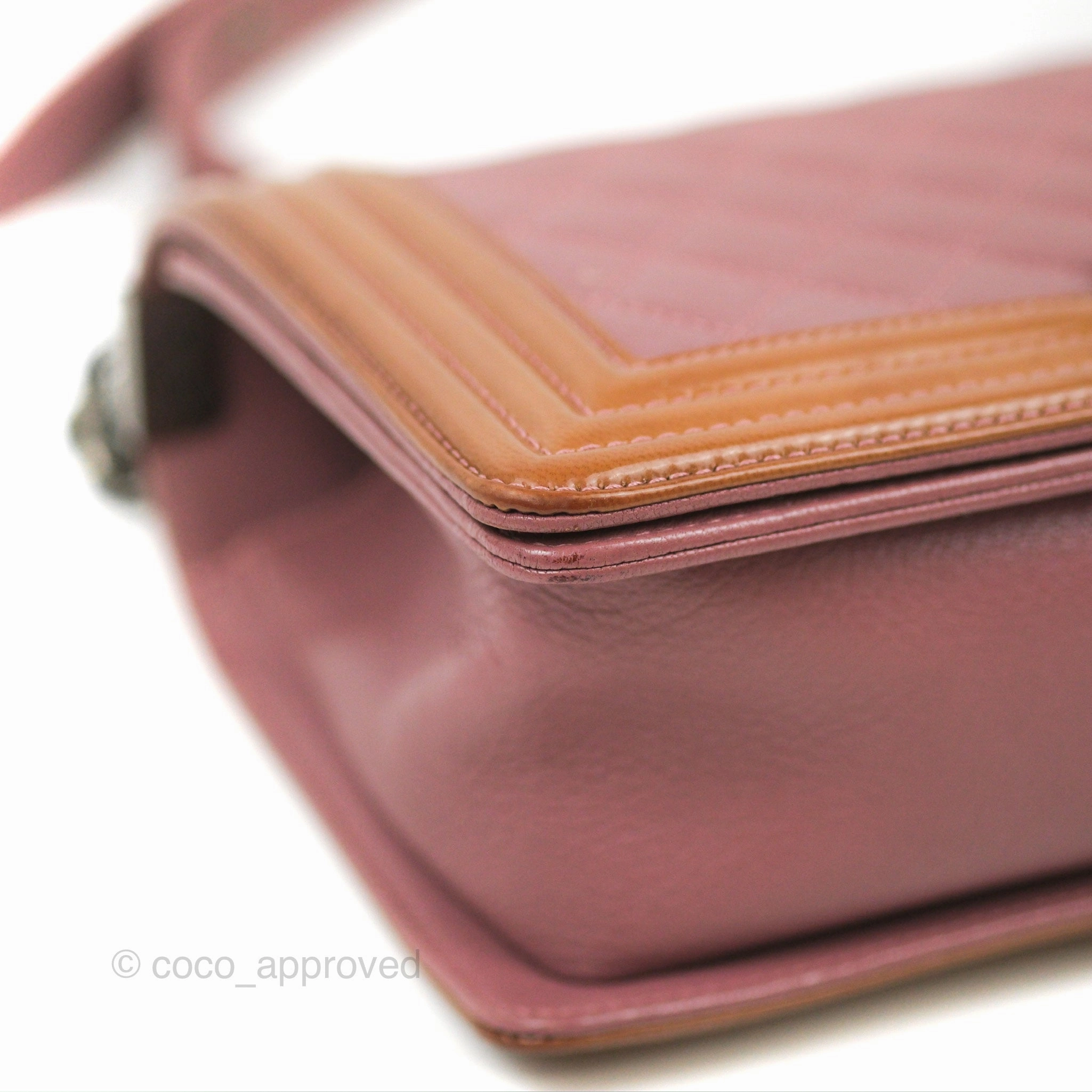 Chanel Quilted Medium Boy Plum Pink Calfskin Ruthenium Hardware