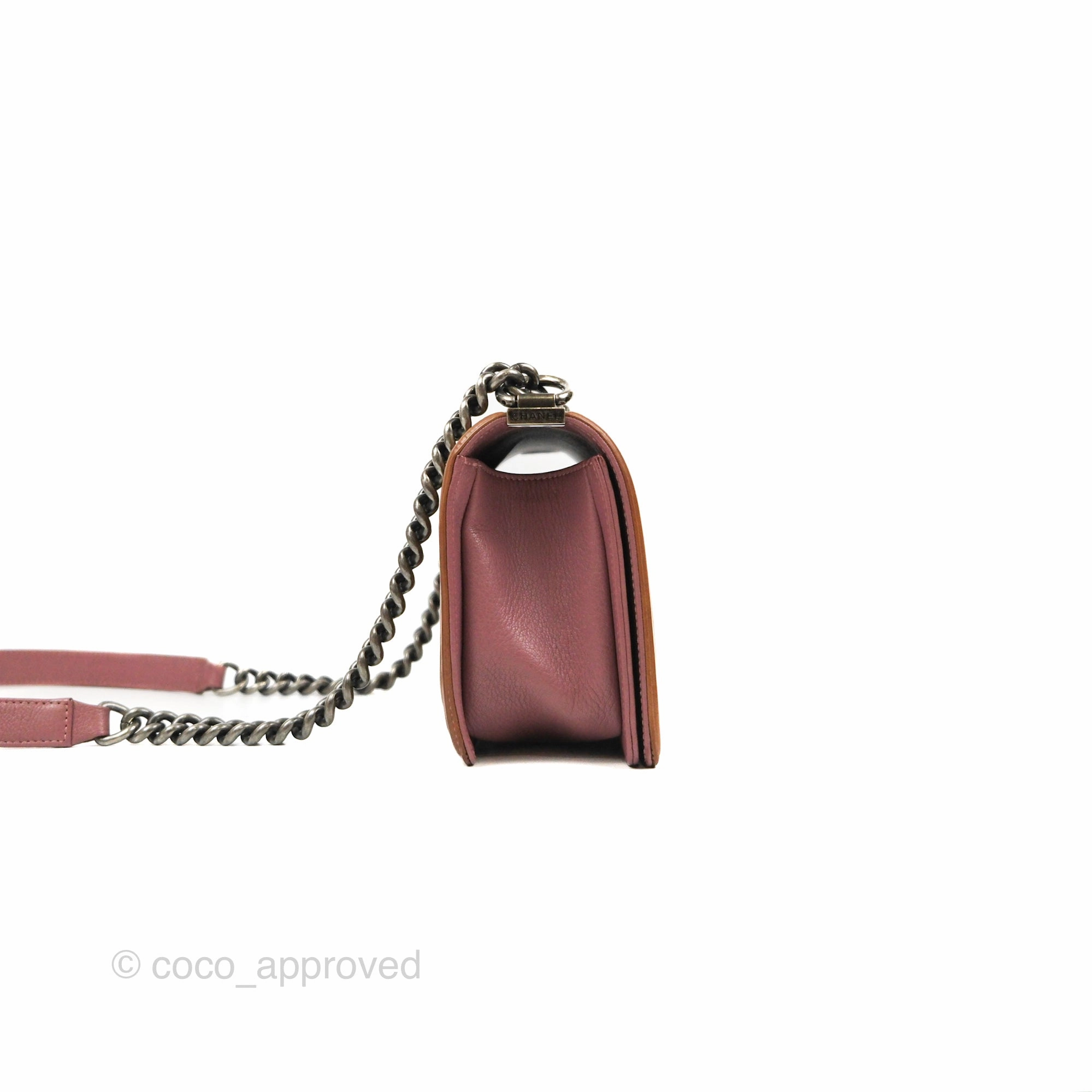 Chanel Quilted Medium Boy Plum Pink Calfskin Ruthenium Hardware