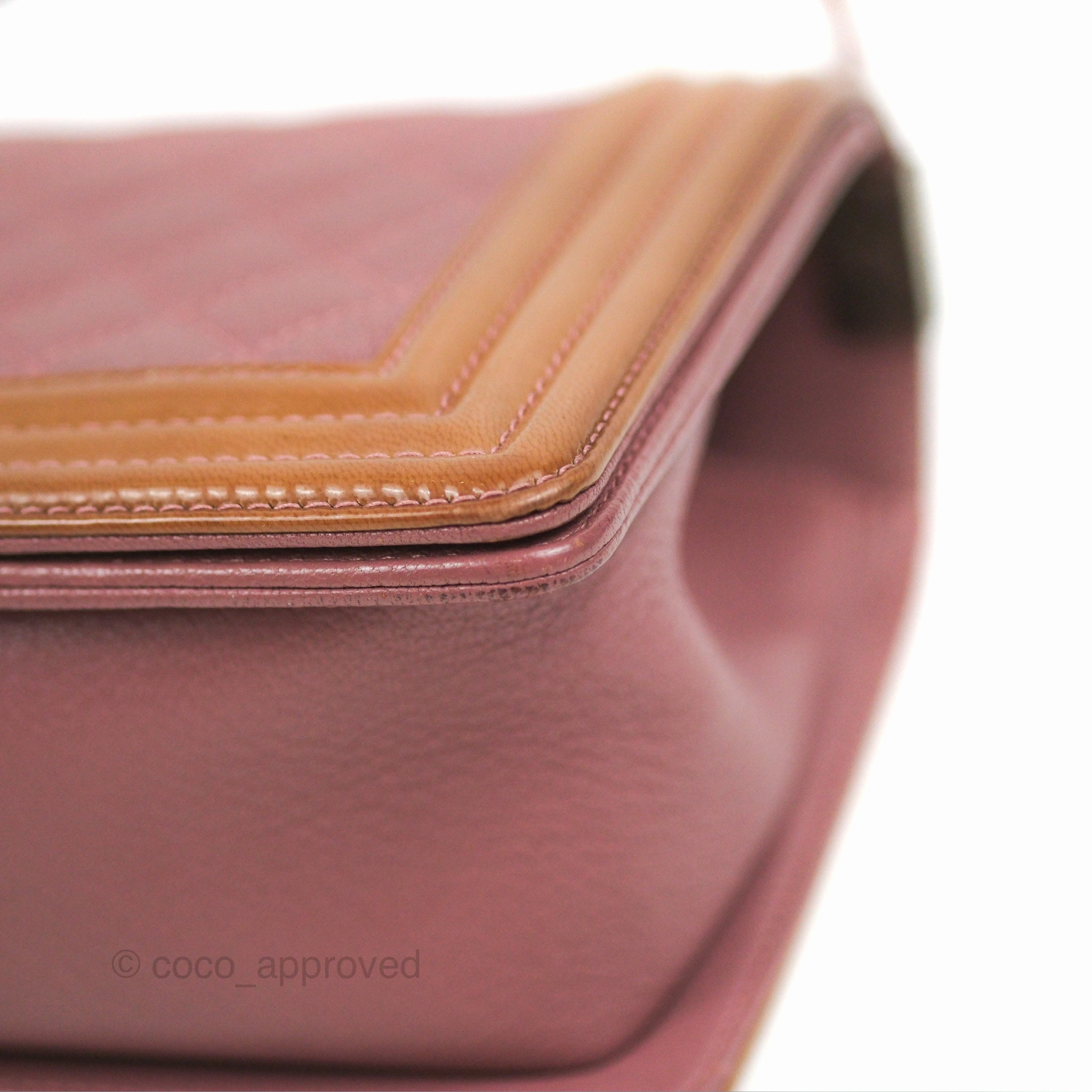 Chanel Quilted Medium Boy Plum Pink Calfskin Ruthenium Hardware