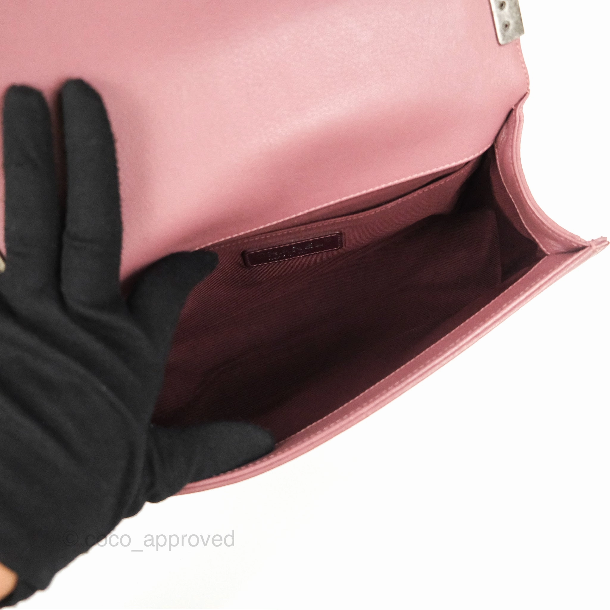 Chanel Quilted Medium Boy Plum Pink Calfskin Ruthenium Hardware