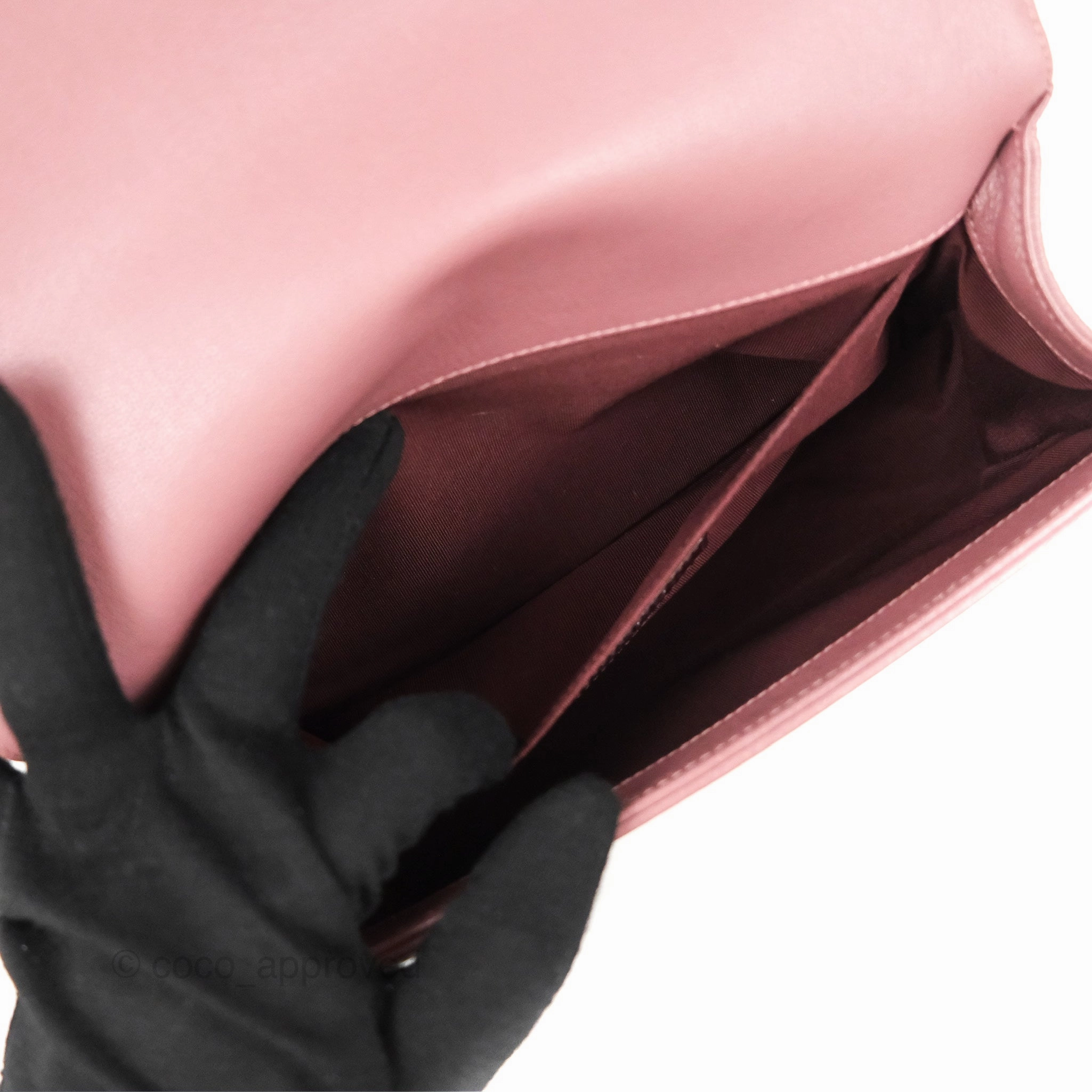Chanel Quilted Medium Boy Plum Pink Calfskin Ruthenium Hardware