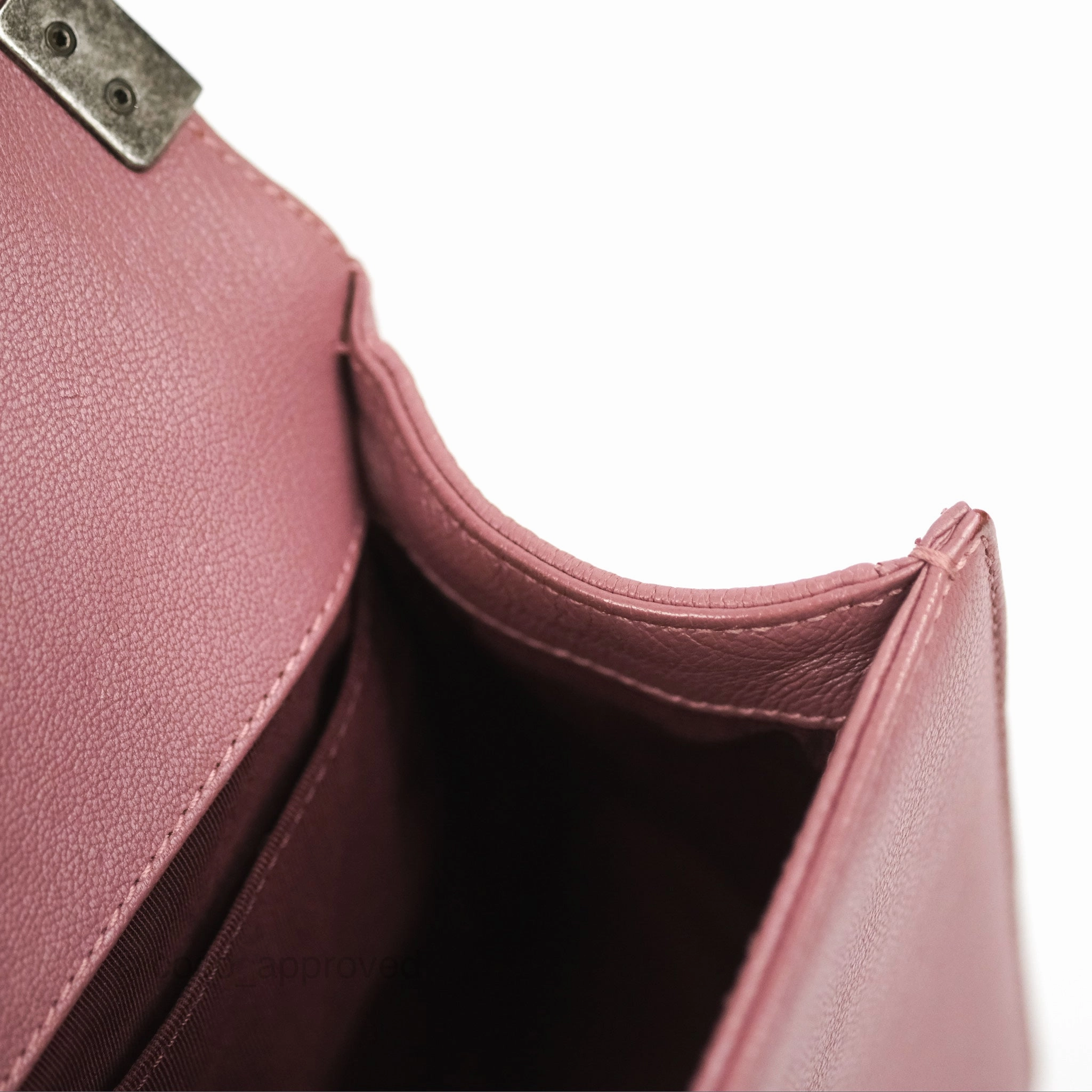 Chanel Quilted Medium Boy Plum Pink Calfskin Ruthenium Hardware