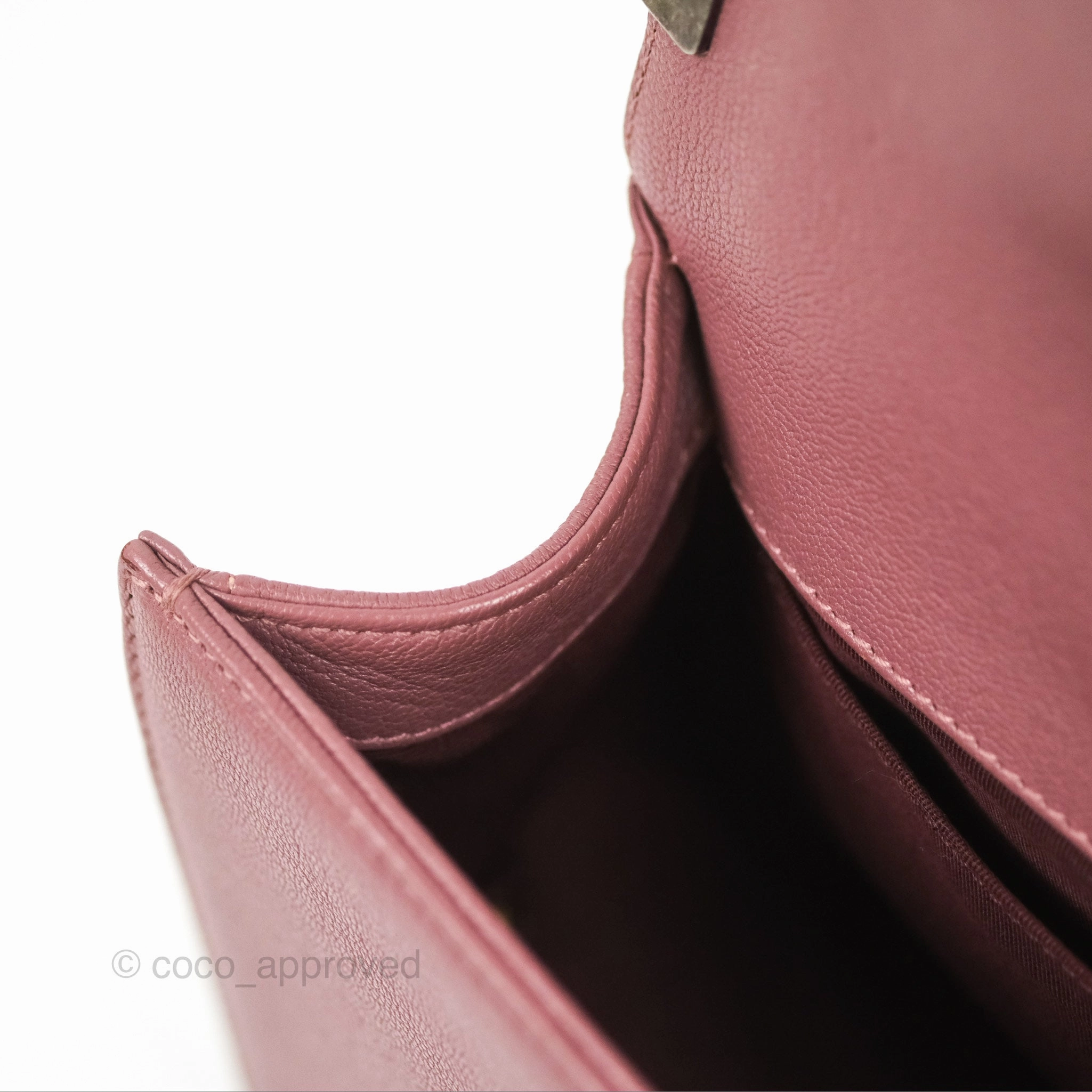 Chanel Quilted Medium Boy Plum Pink Calfskin Ruthenium Hardware