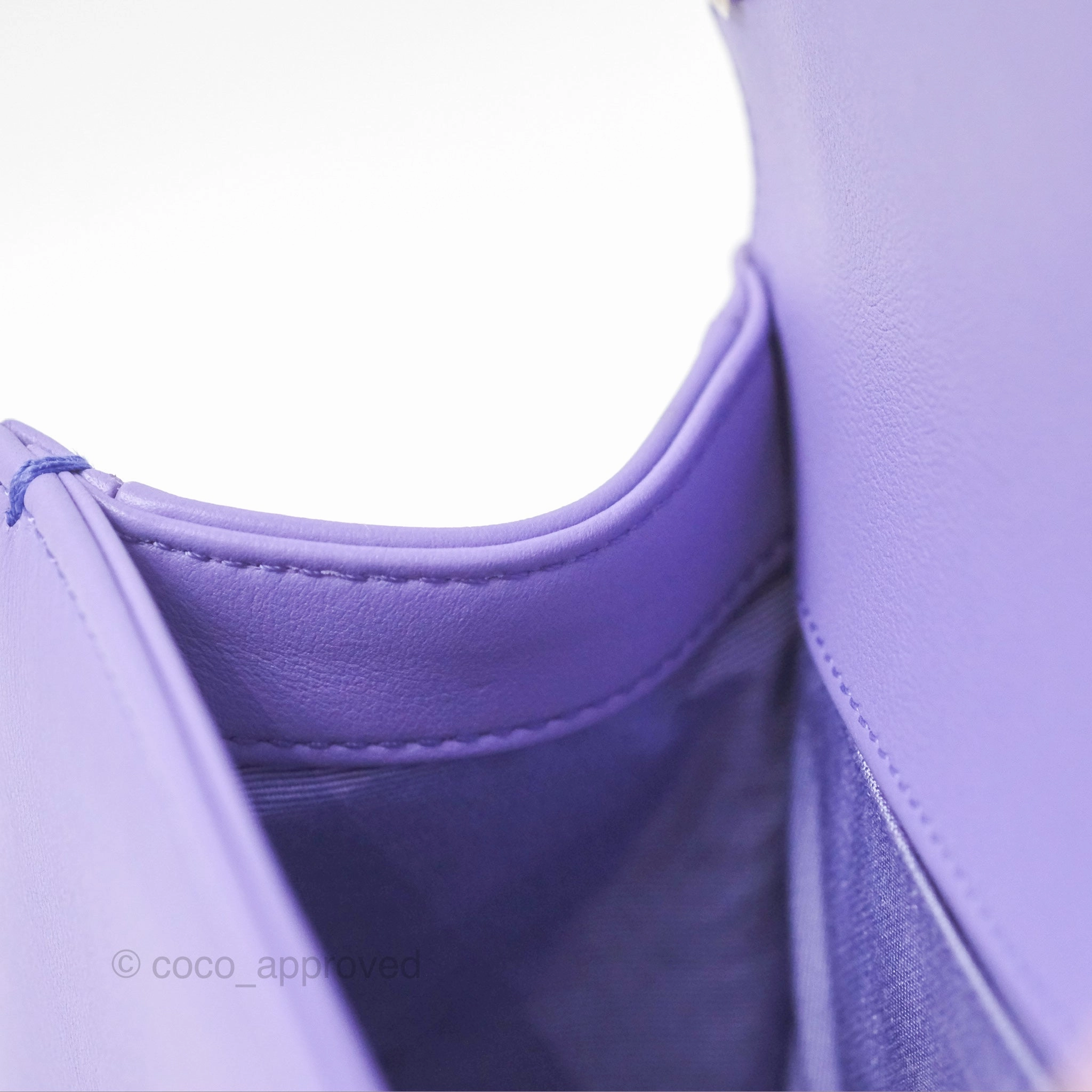 Chanel Quilted Medium Boy Purple Calfskin Silver Hardware