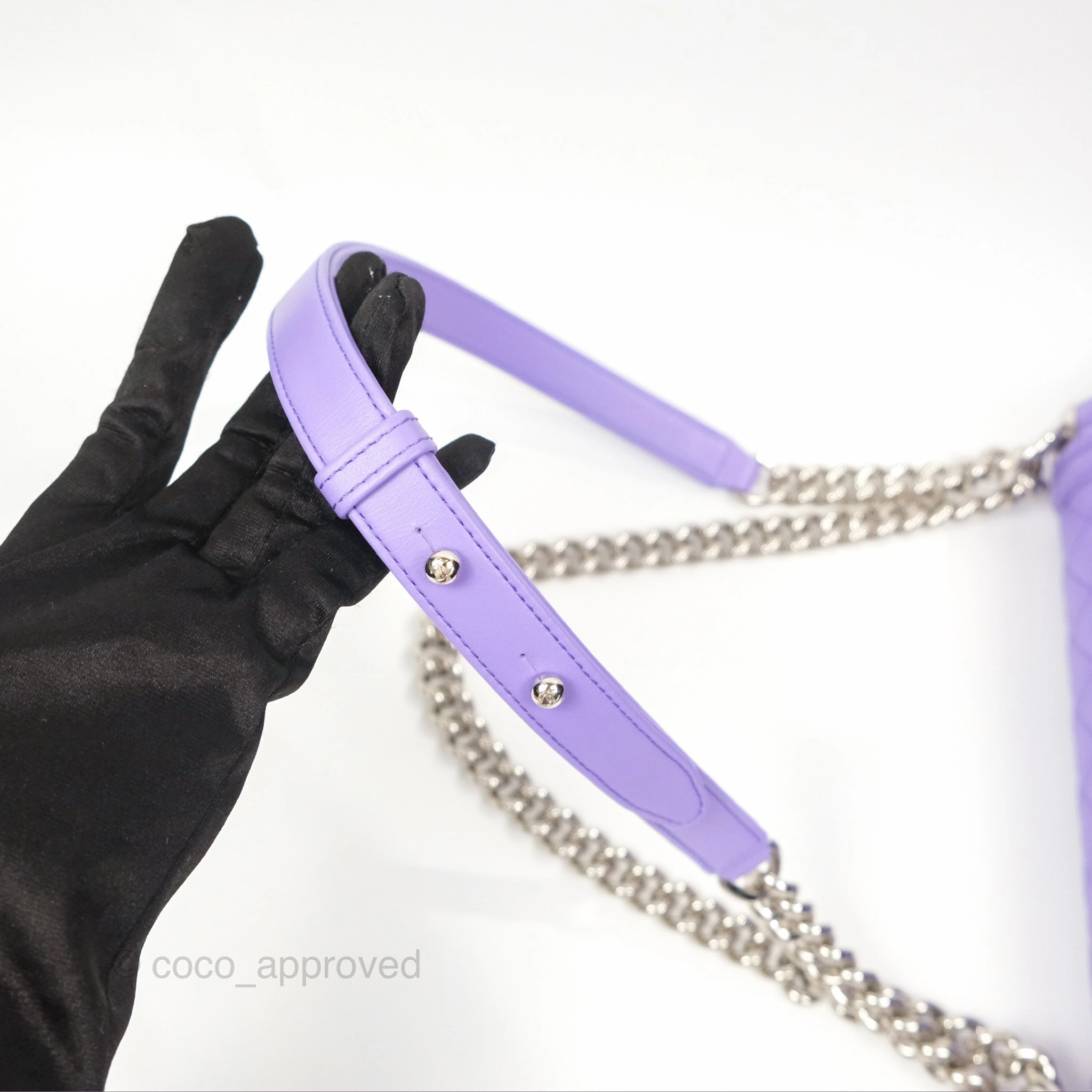 Chanel Quilted Medium Boy Purple Calfskin Silver Hardware