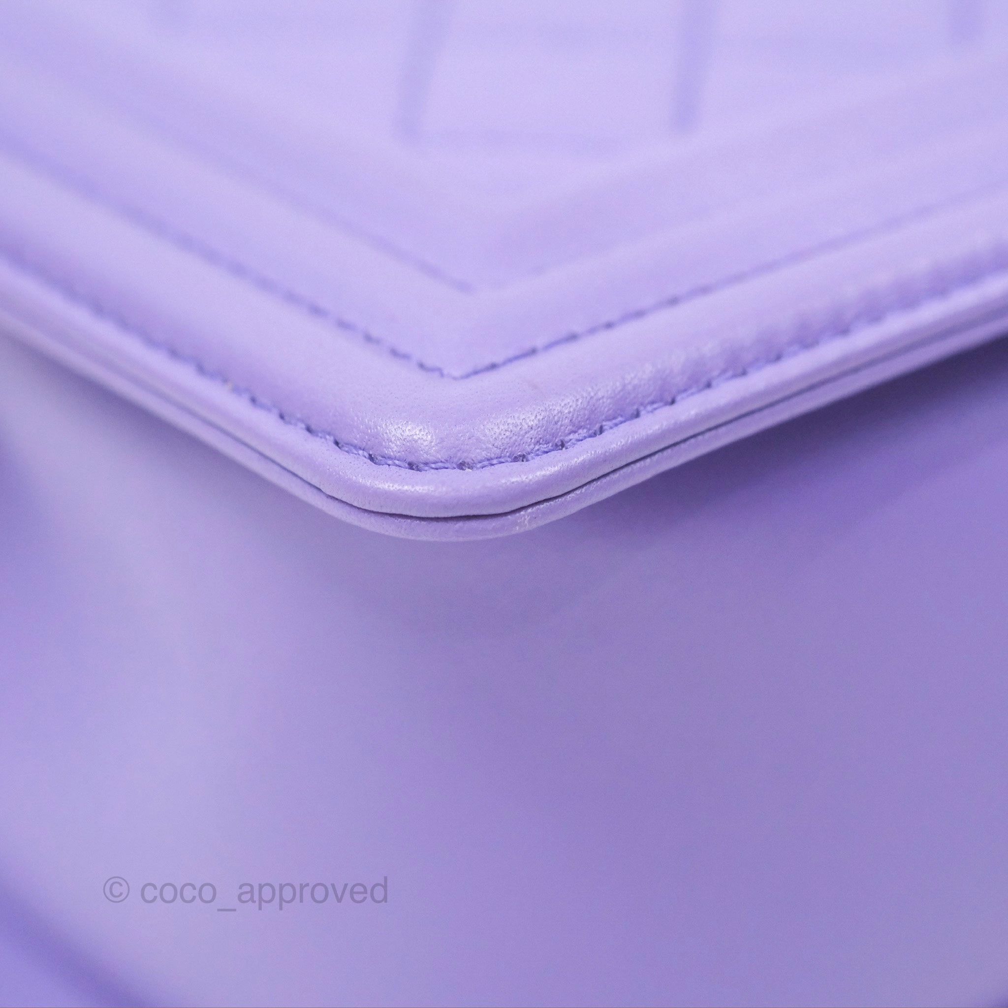Chanel Quilted Medium Boy Purple Calfskin Silver Hardware