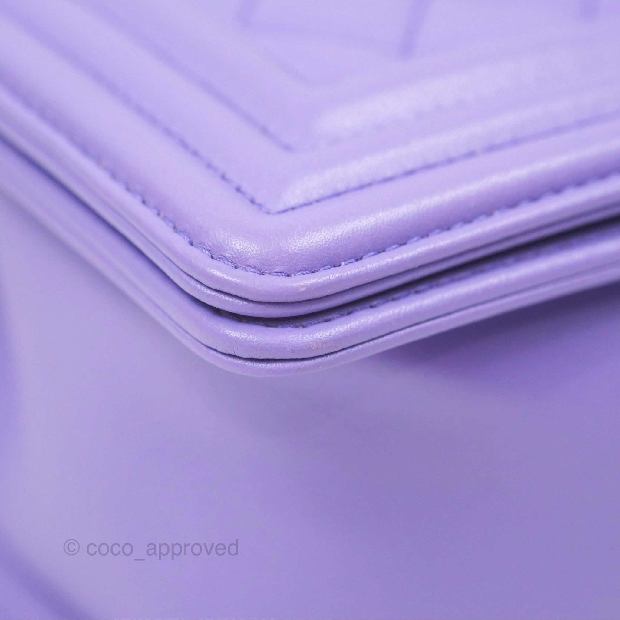 Chanel Quilted Medium Boy Purple Calfskin Silver Hardware