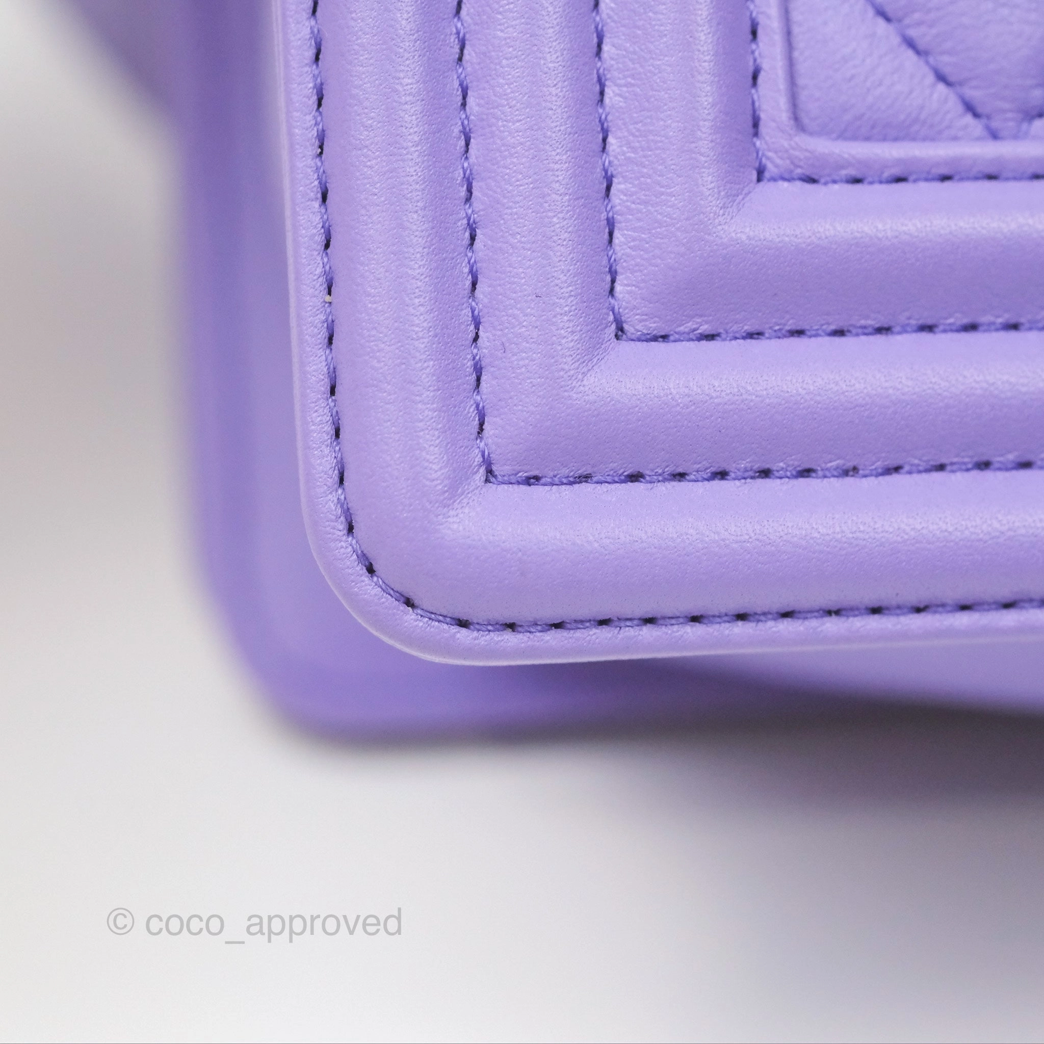 Chanel Quilted Medium Boy Purple Calfskin Silver Hardware