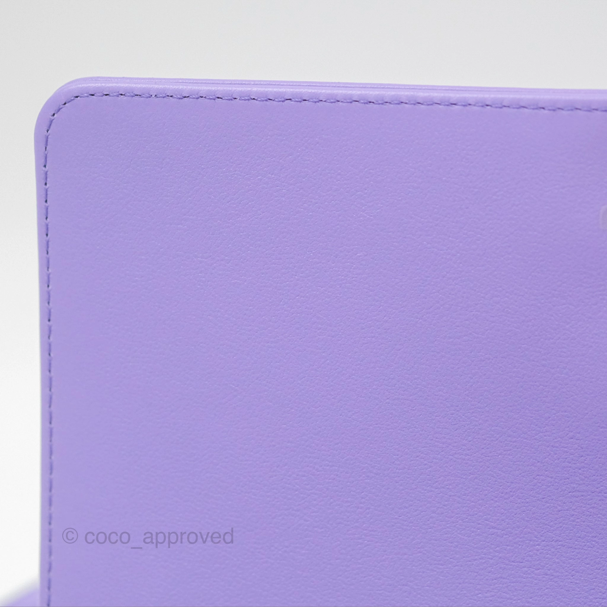 Chanel Quilted Medium Boy Purple Calfskin Silver Hardware