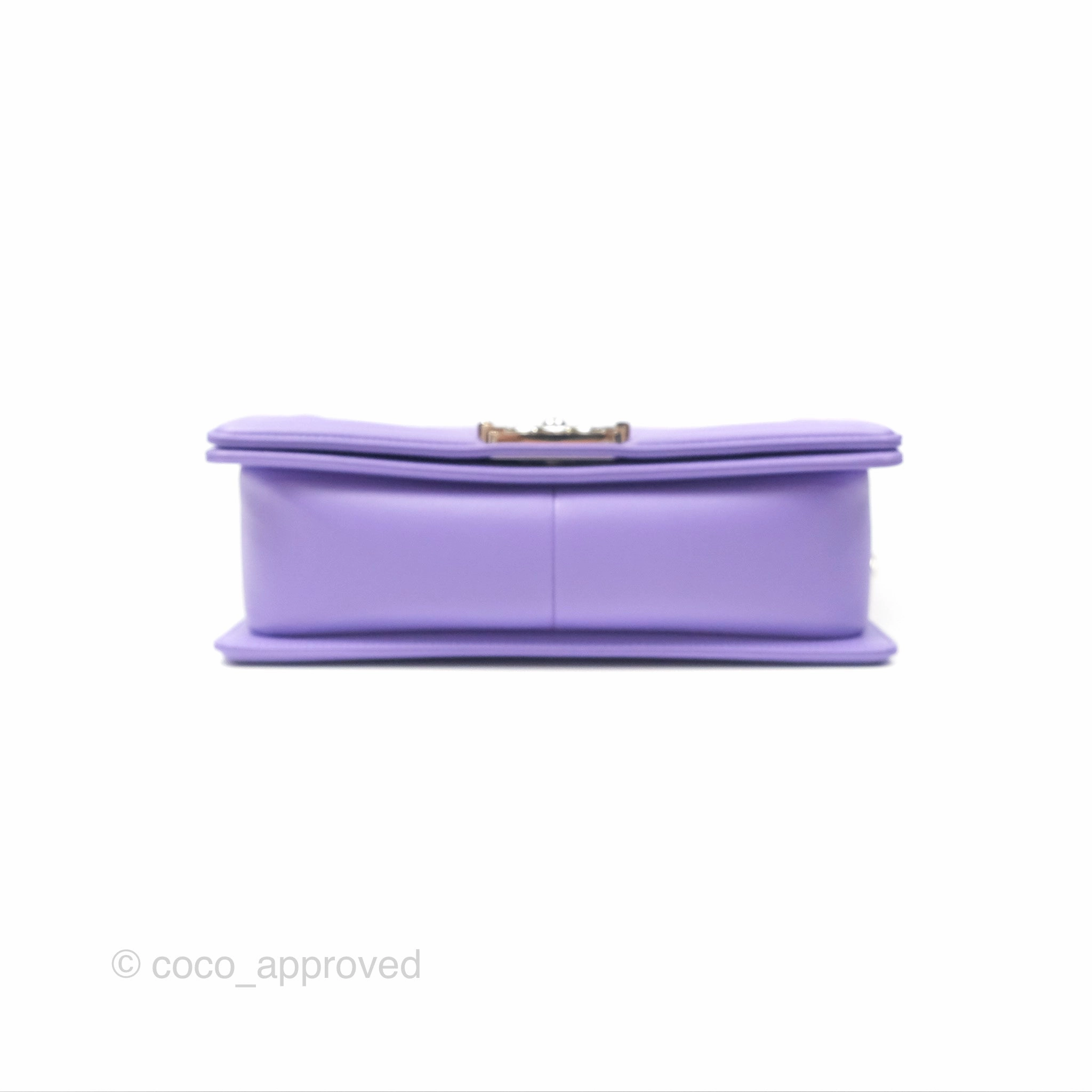 Chanel Quilted Medium Boy Purple Calfskin Silver Hardware
