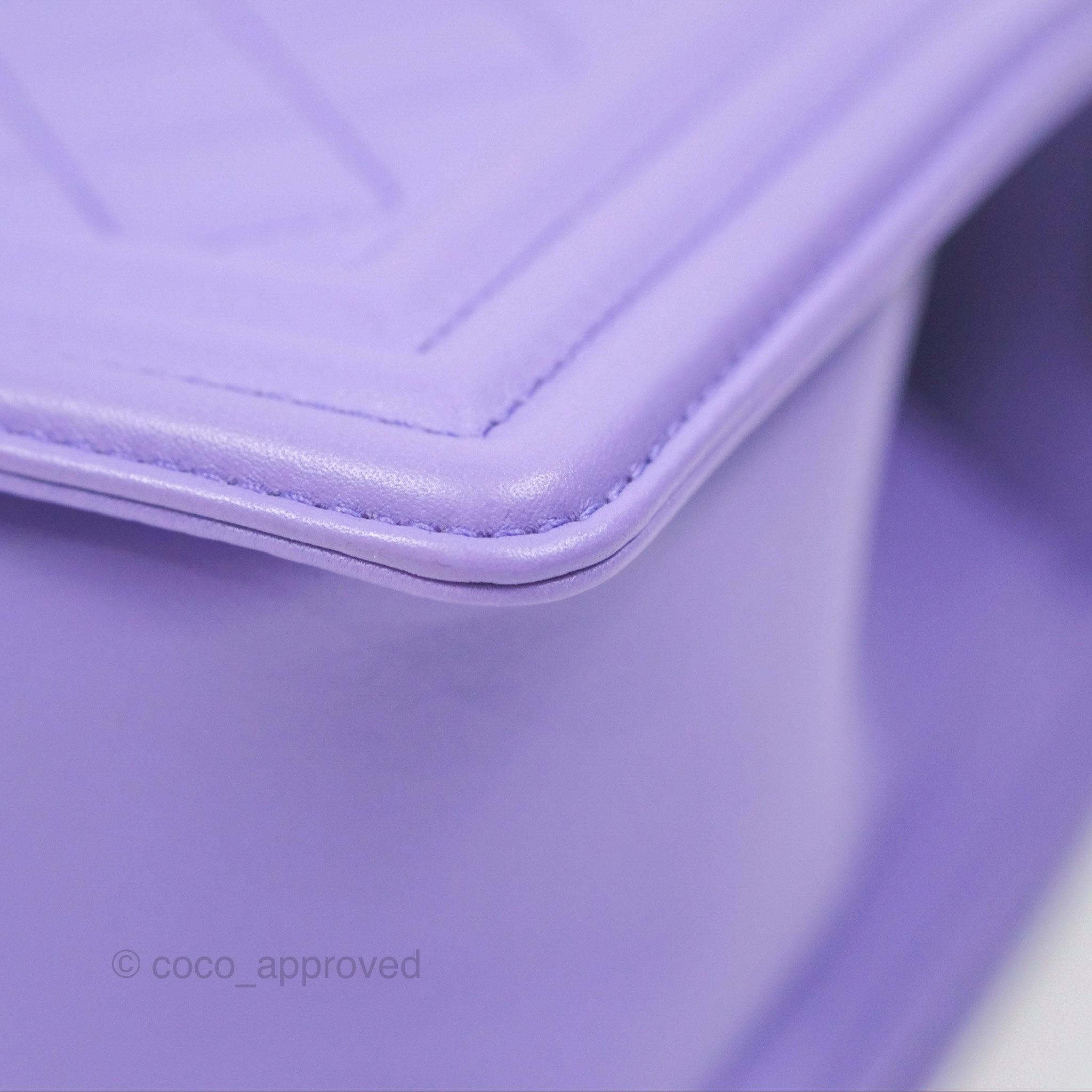 Chanel Quilted Medium Boy Purple Calfskin Silver Hardware