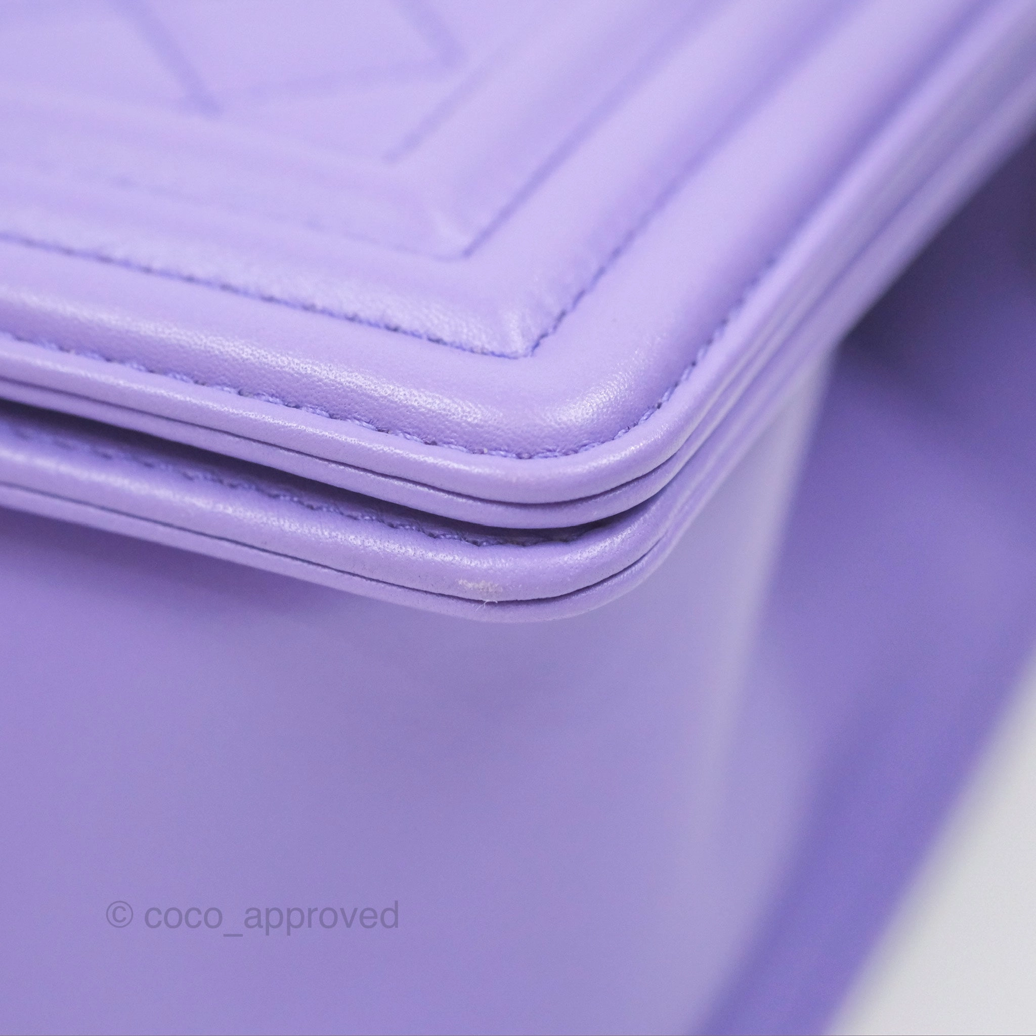 Chanel Quilted Medium Boy Purple Calfskin Silver Hardware