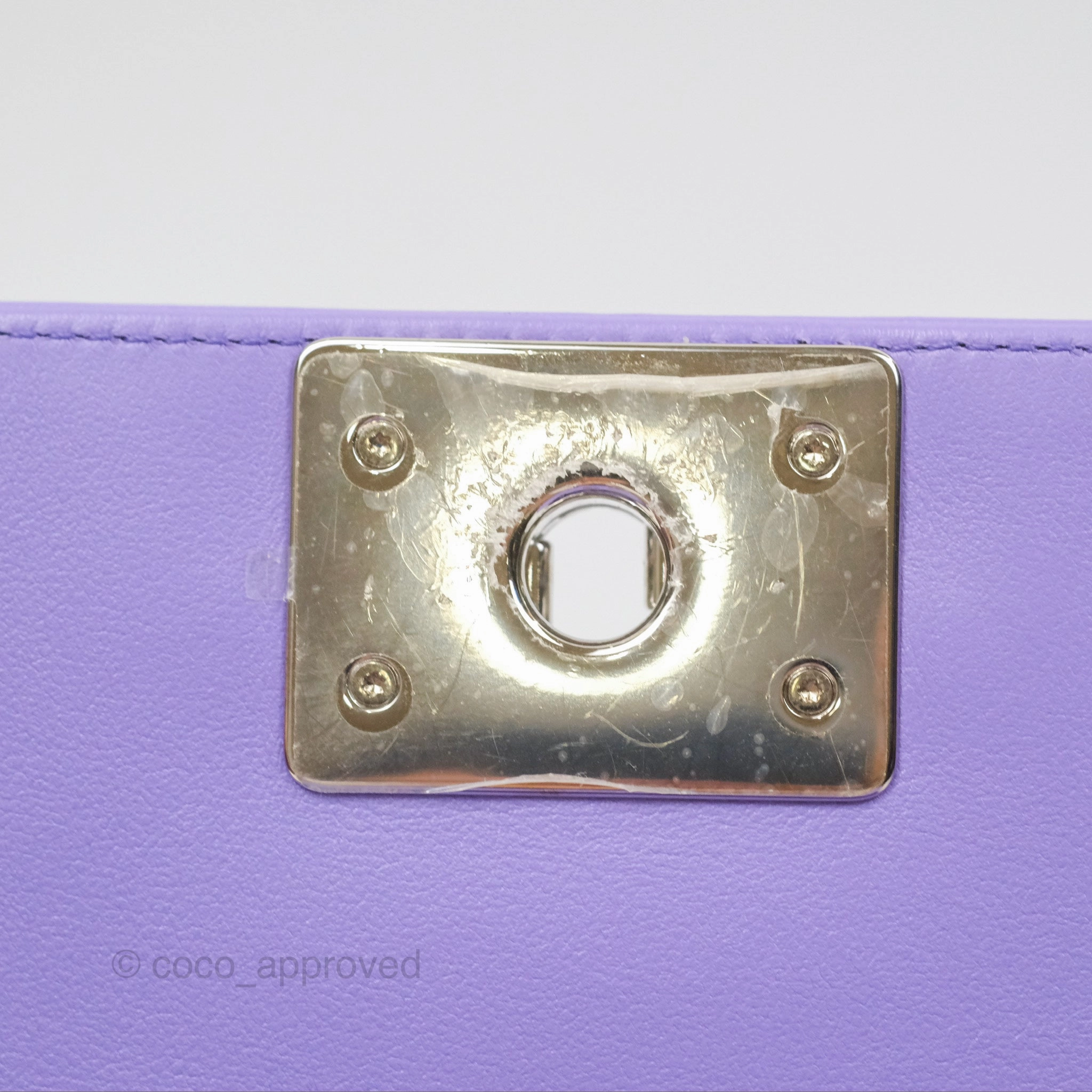 Chanel Quilted Medium Boy Purple Calfskin Silver Hardware