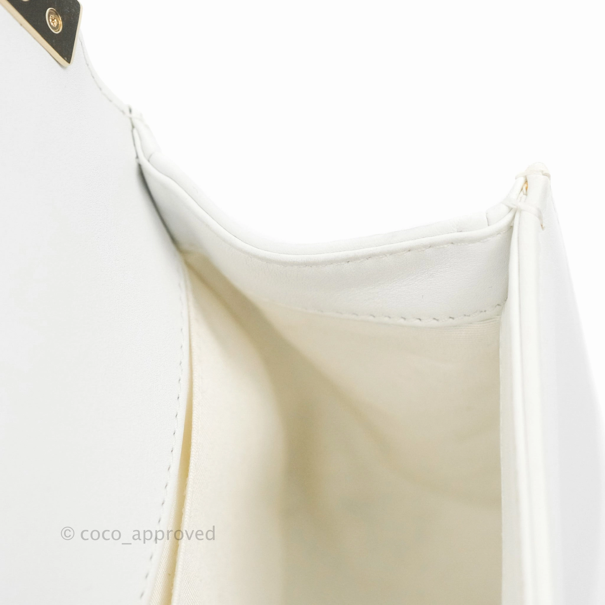 Chanel Quilted Medium Boy White Calfskin Gold Hardware
