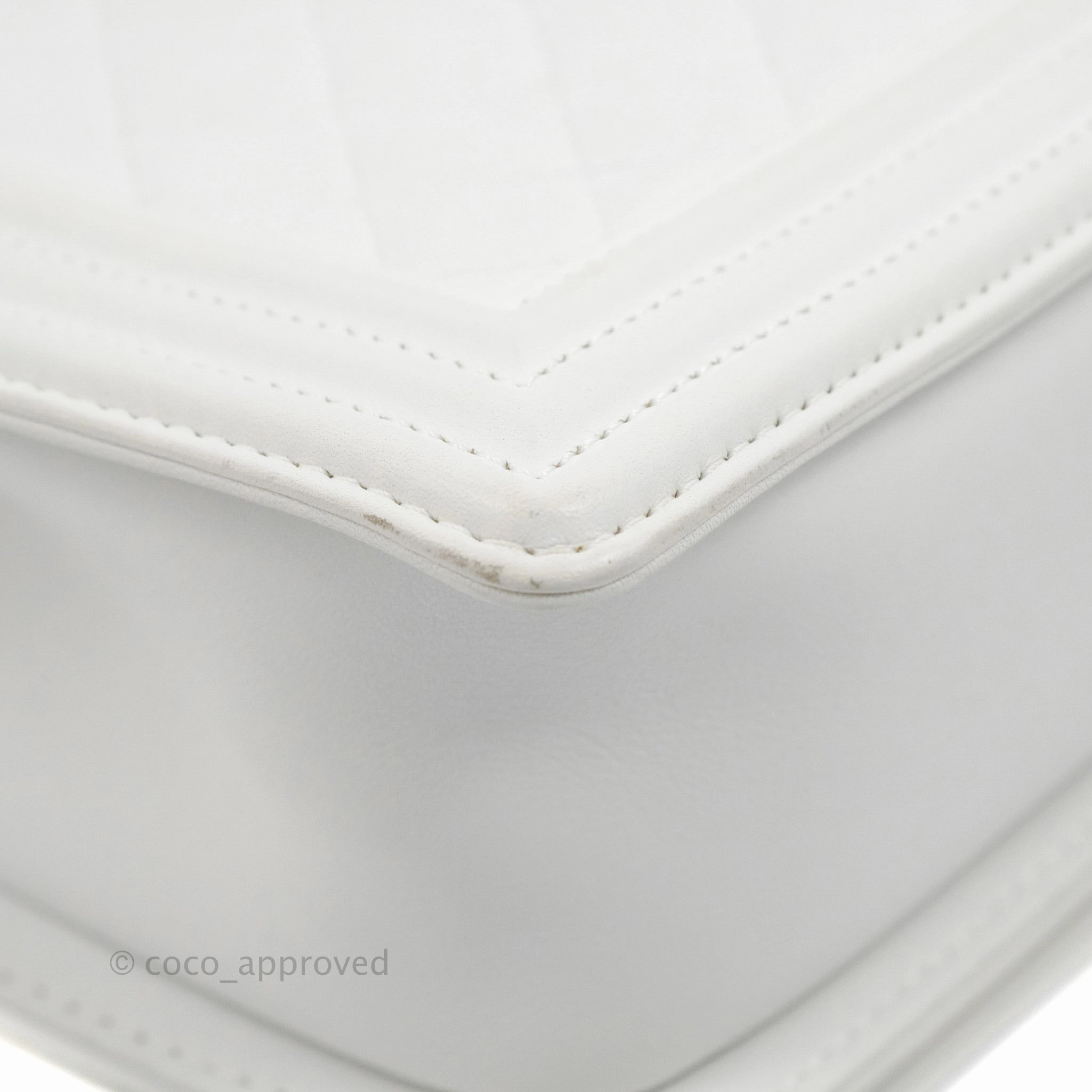Chanel Quilted Medium Boy White Calfskin Gold Hardware
