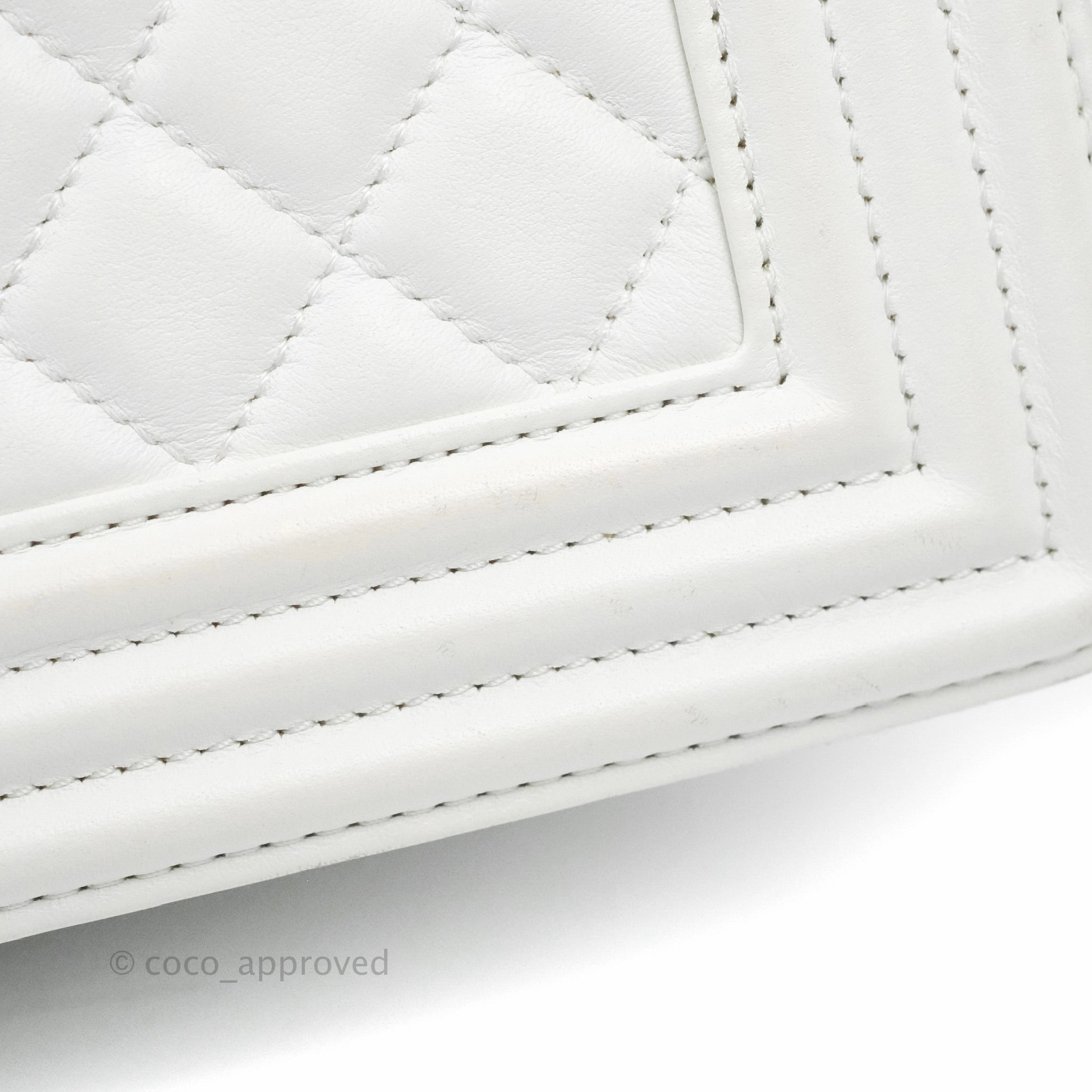 Chanel Quilted Medium Boy White Calfskin Gold Hardware