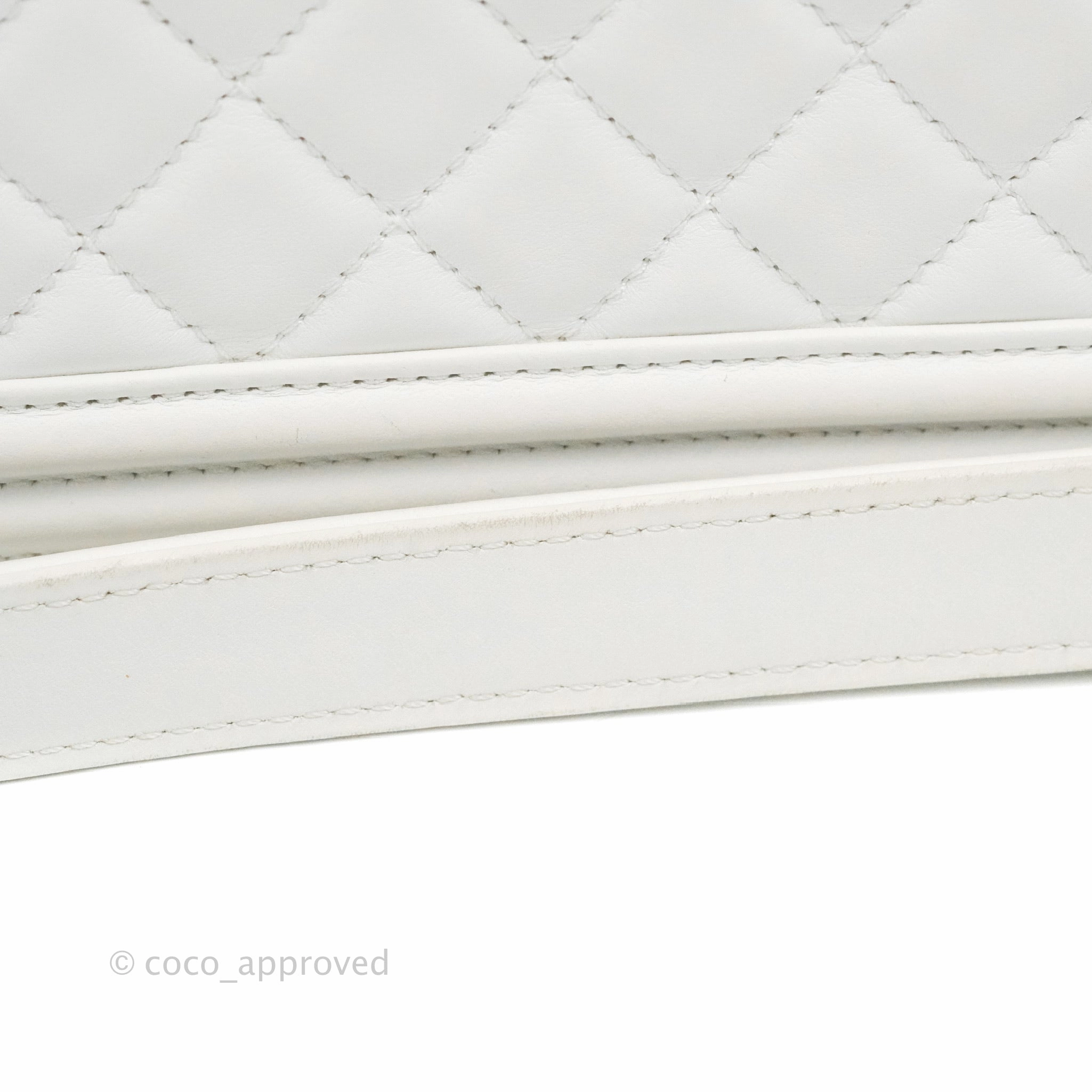 Chanel Quilted Medium Boy White Calfskin Gold Hardware