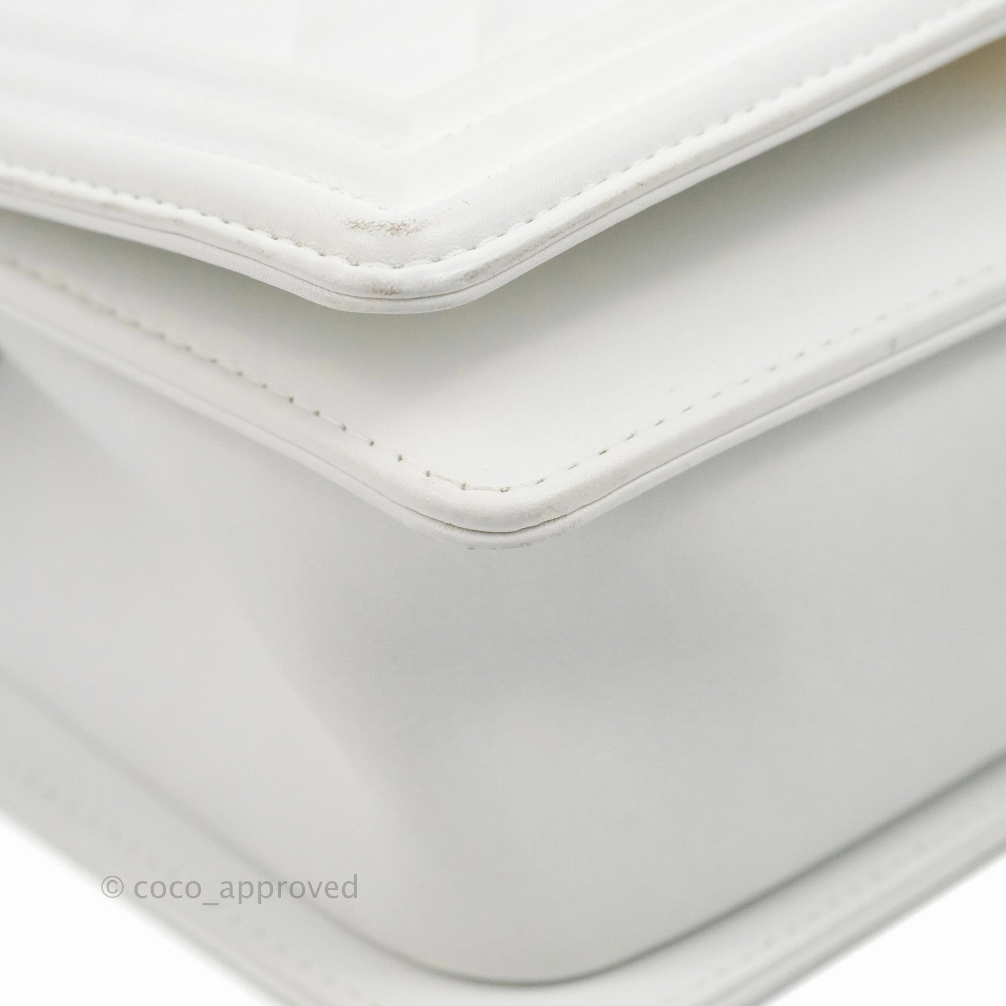 Chanel Quilted Medium Boy White Calfskin Gold Hardware