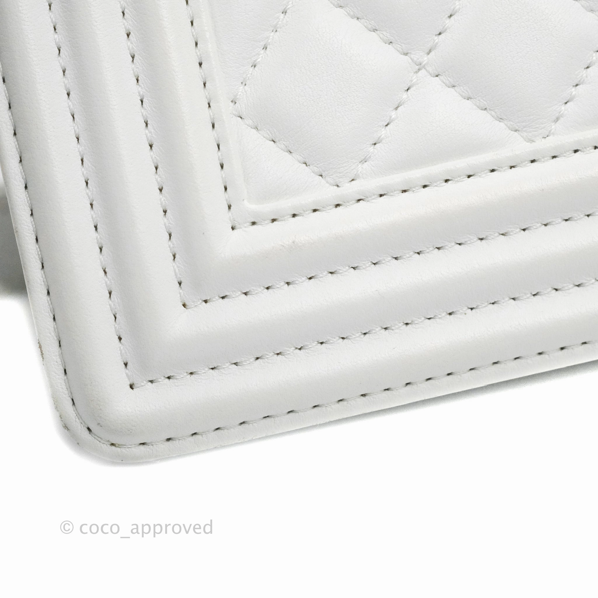 Chanel Quilted Medium Boy White Calfskin Gold Hardware