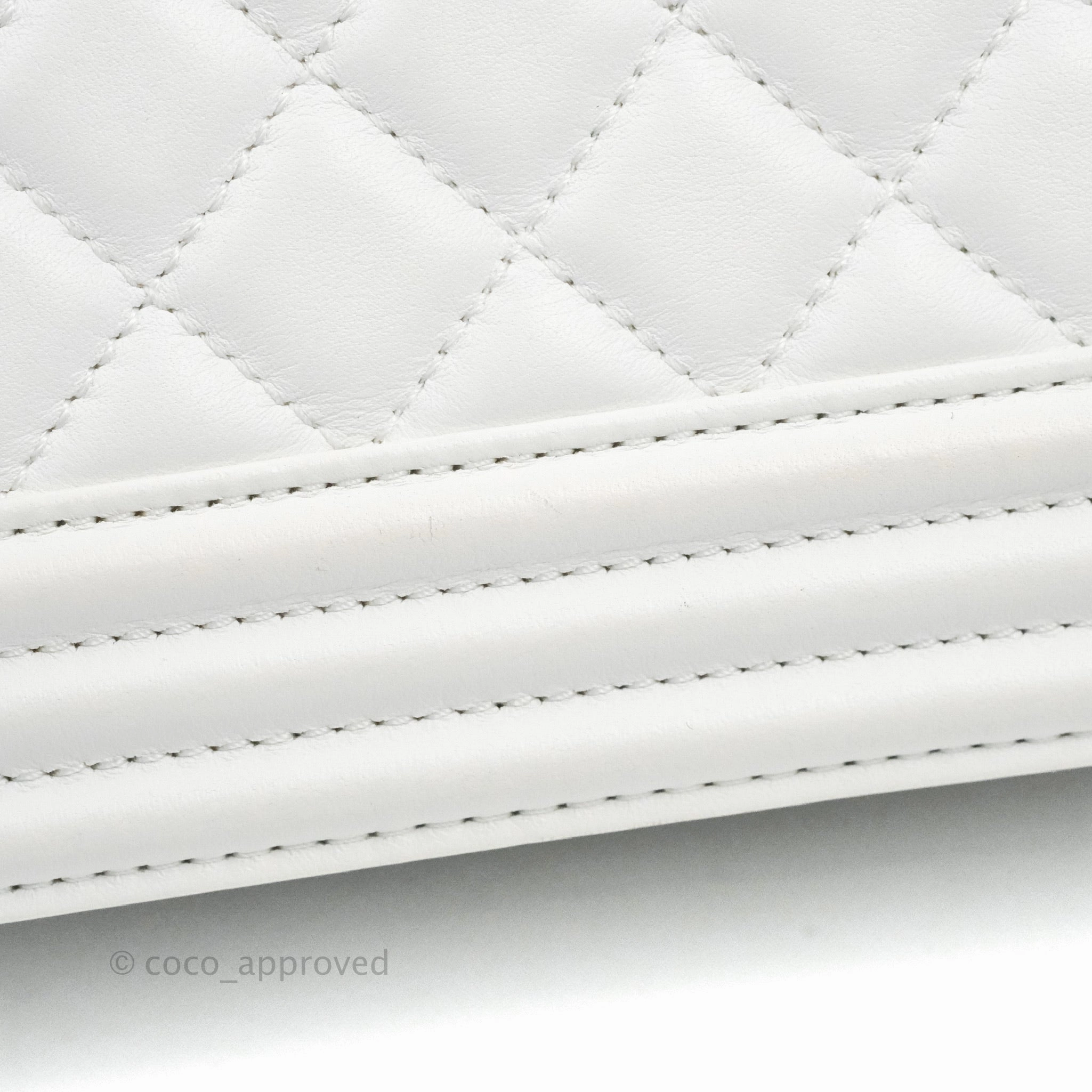 Chanel Quilted Medium Boy White Calfskin Gold Hardware
