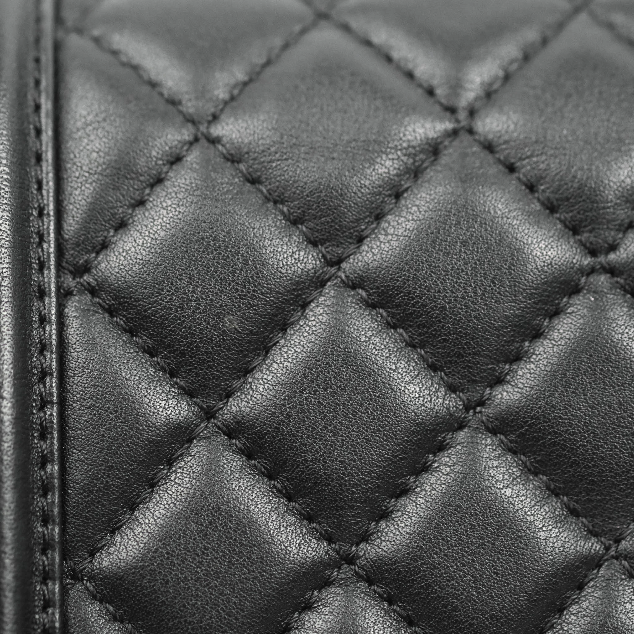 Chanel Quilted Medium Boy with Logo Handle Black Calfskin 2021 Cruise
