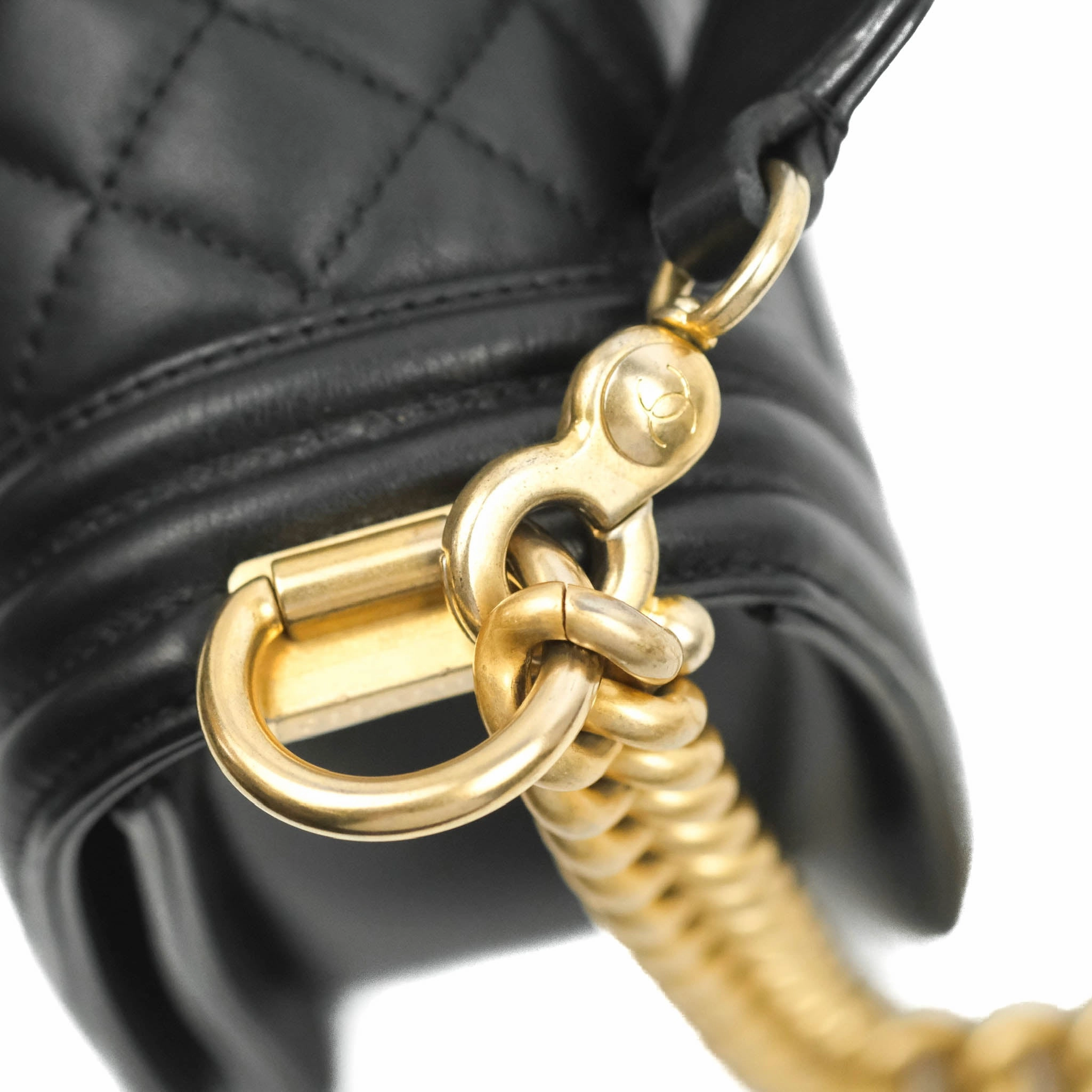 Chanel Quilted Medium Boy with Logo Handle Black Calfskin 2021 Cruise