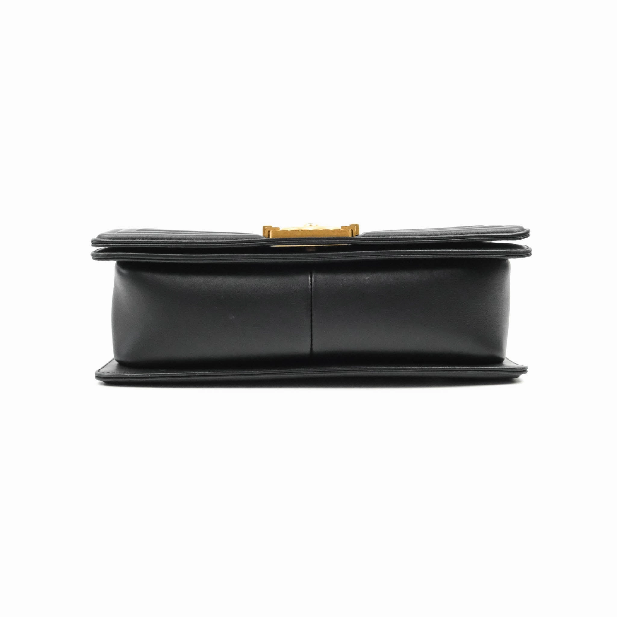 Chanel Quilted Medium Boy with Logo Handle Black Calfskin 2021 Cruise