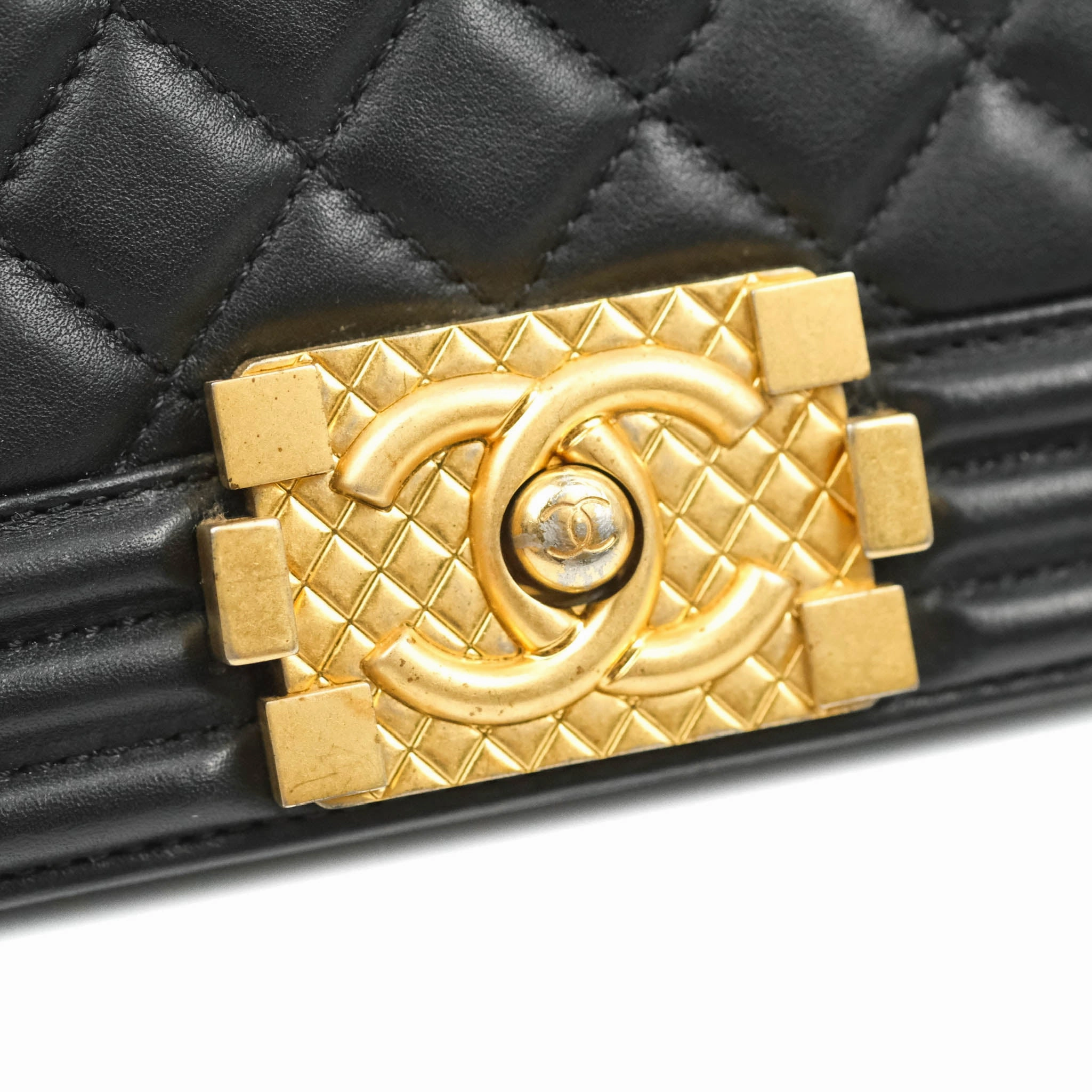 Chanel Quilted Medium Boy with Logo Handle Black Calfskin 2021 Cruise