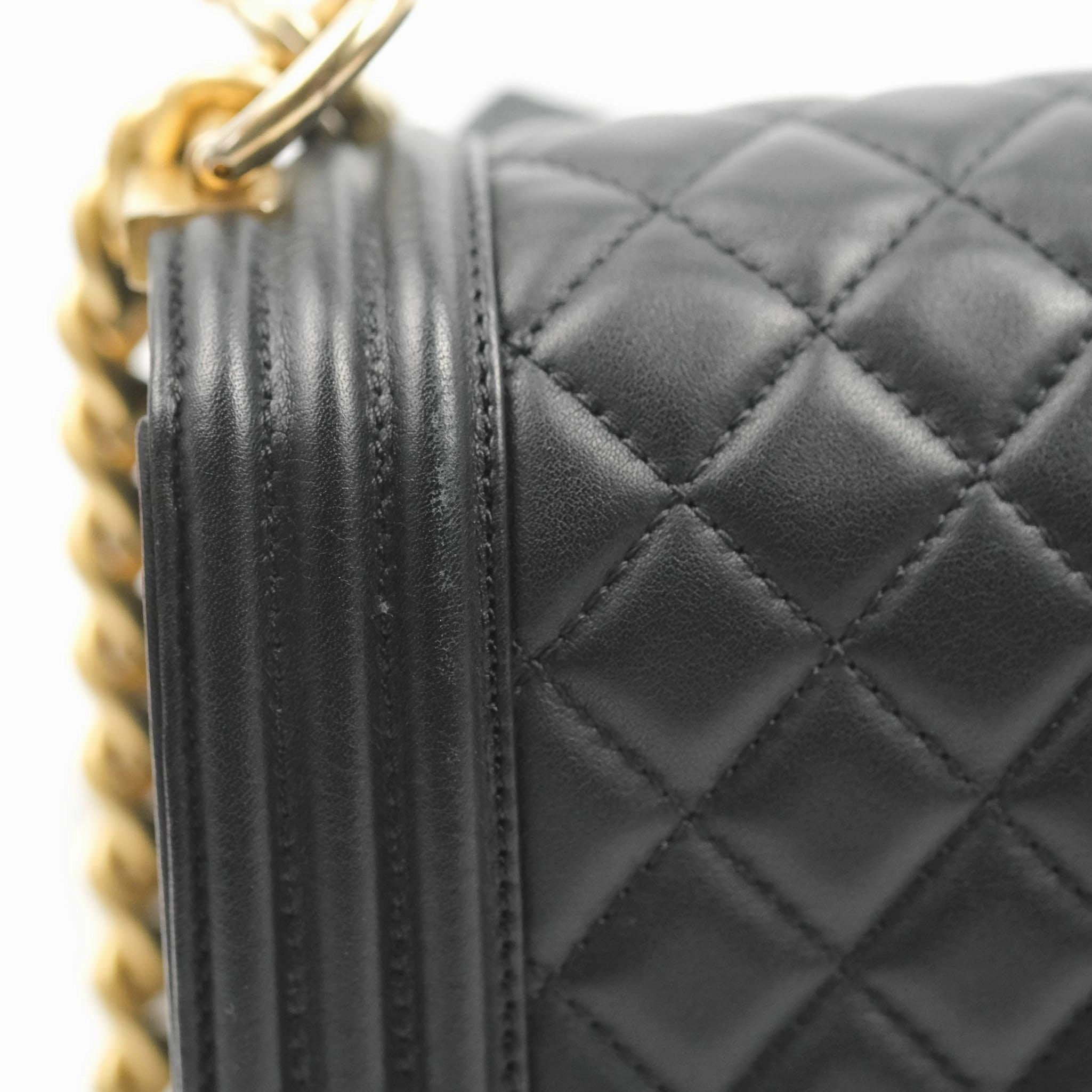 Chanel Quilted Medium Boy with Logo Handle Black Calfskin 2021 Cruise