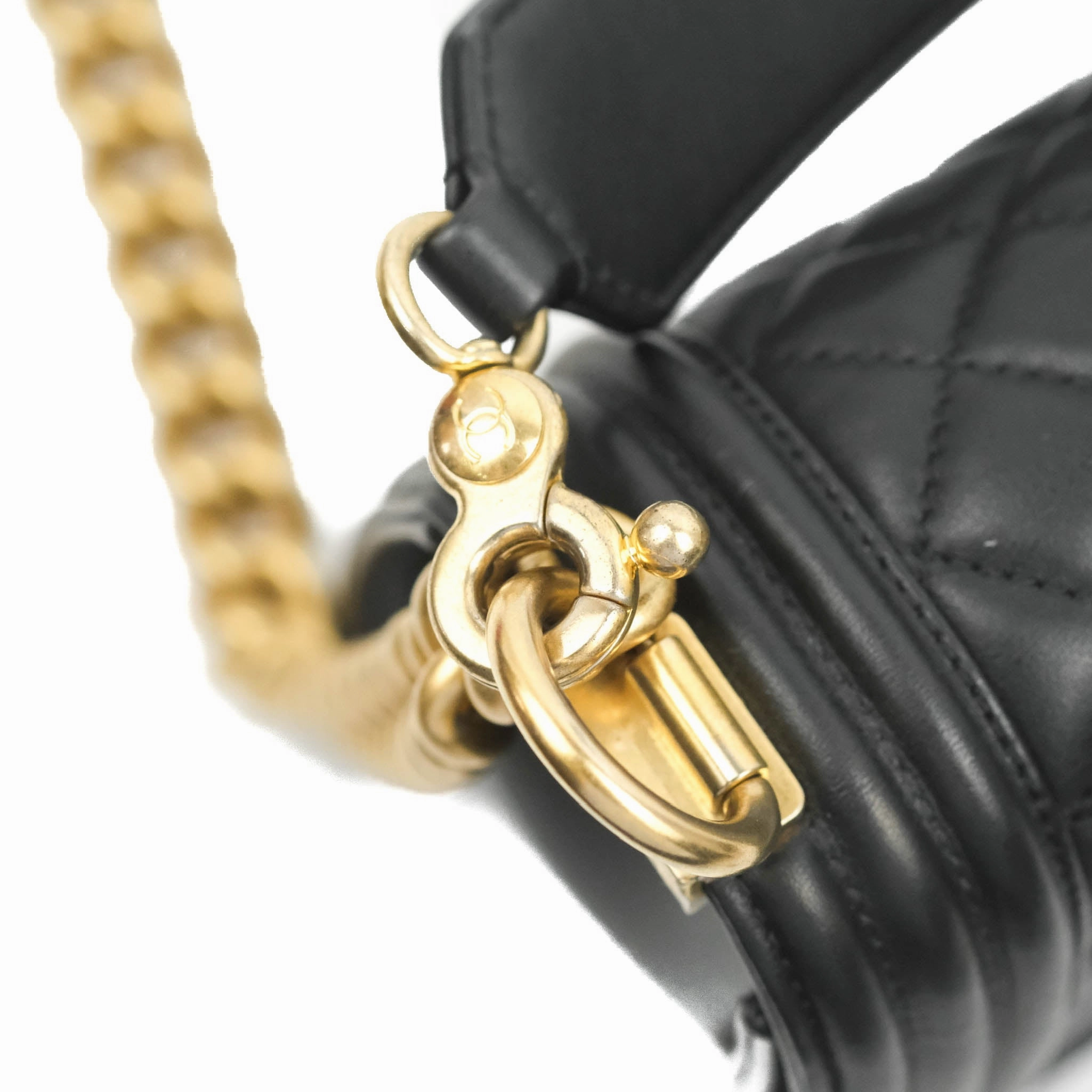 Chanel Quilted Medium Boy with Logo Handle Black Calfskin 2021 Cruise