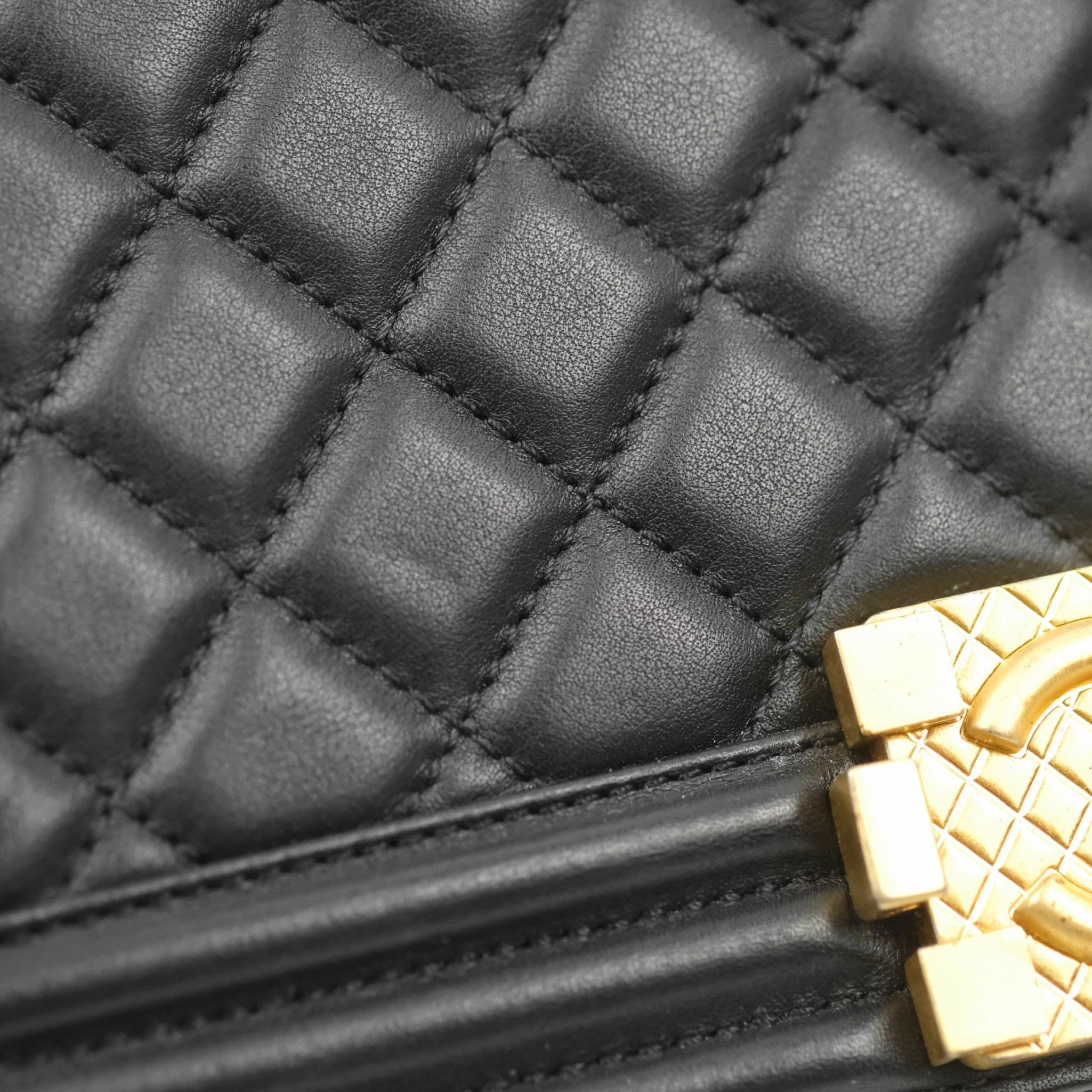 Chanel Quilted Medium Boy with Logo Handle Black Calfskin 2021 Cruise