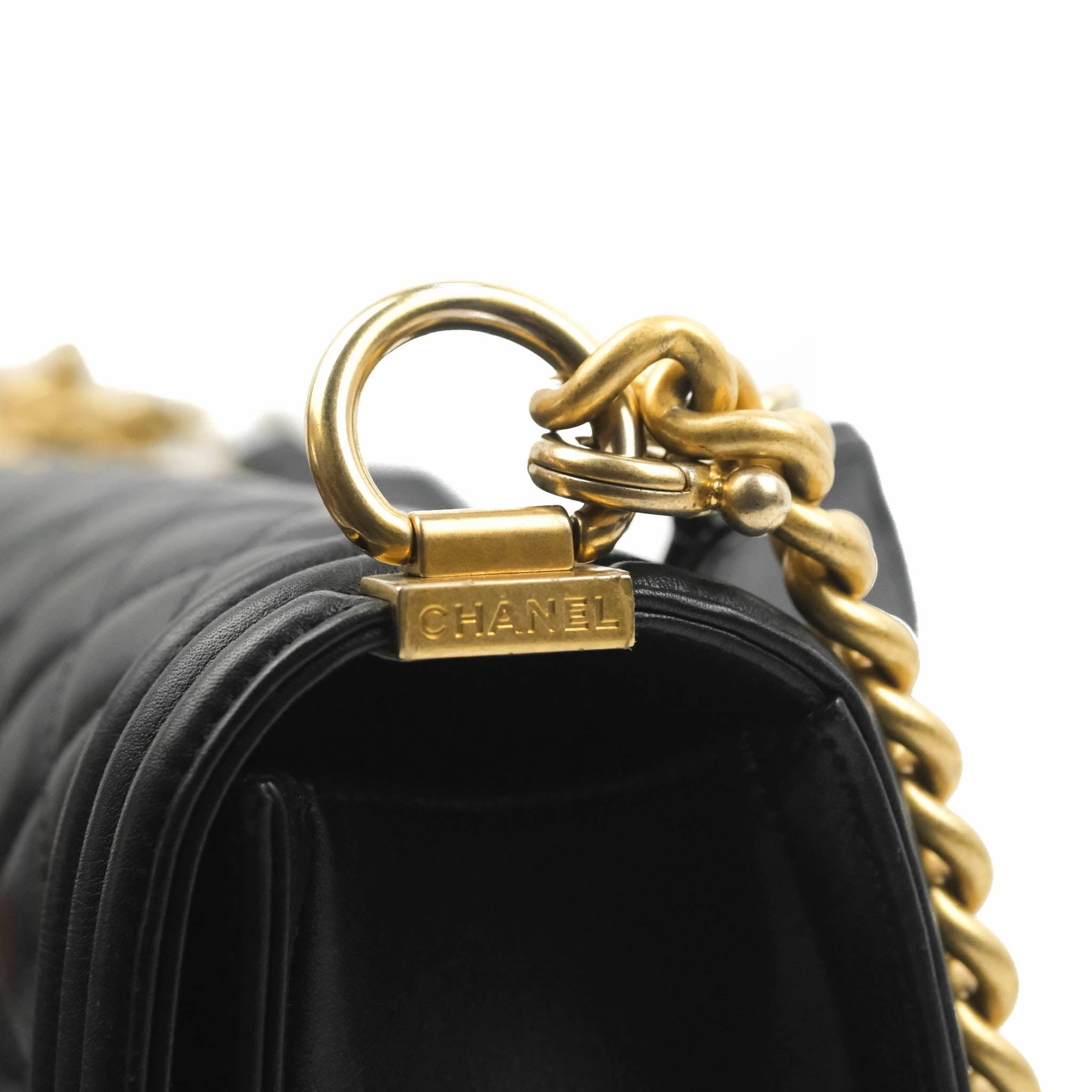 Chanel Quilted Medium Boy with Logo Handle Black Calfskin 2021 Cruise