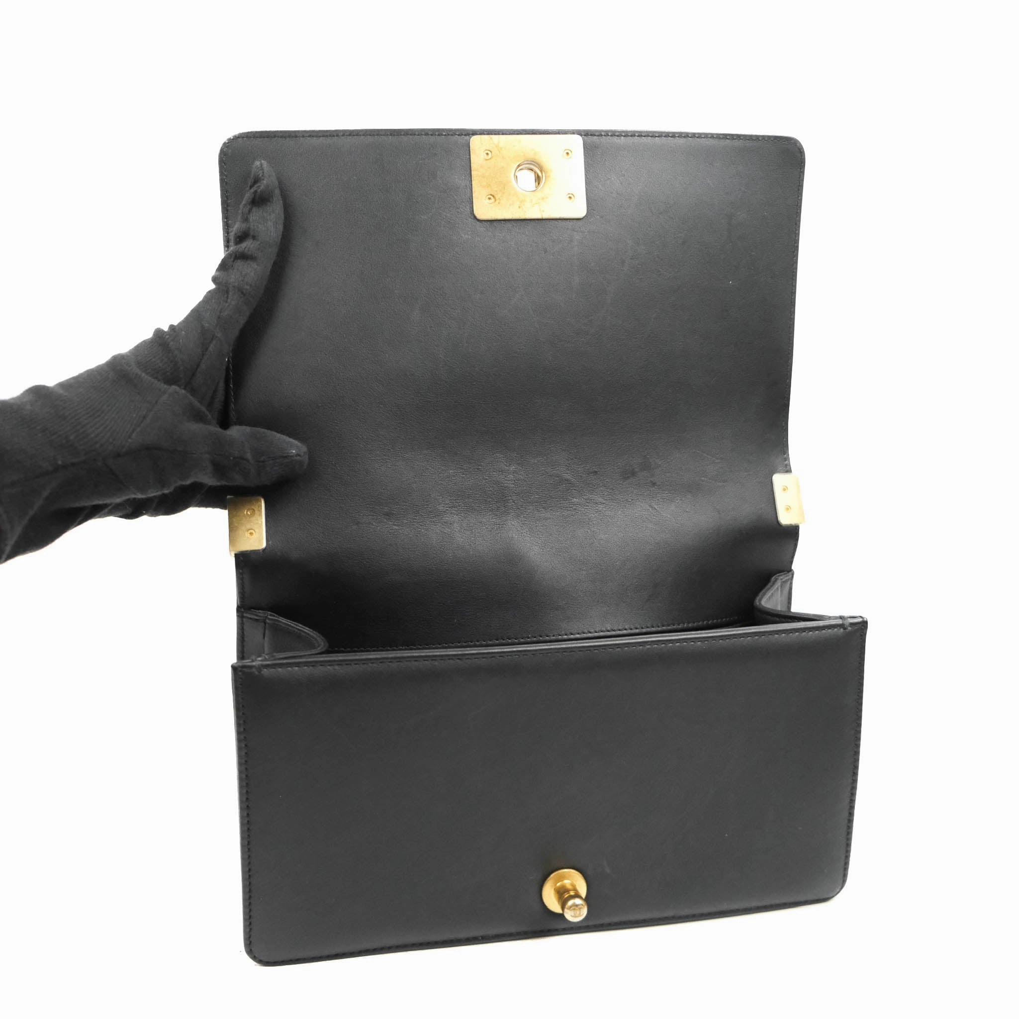 Chanel Quilted Medium Boy with Logo Handle Black Calfskin 2021 Cruise