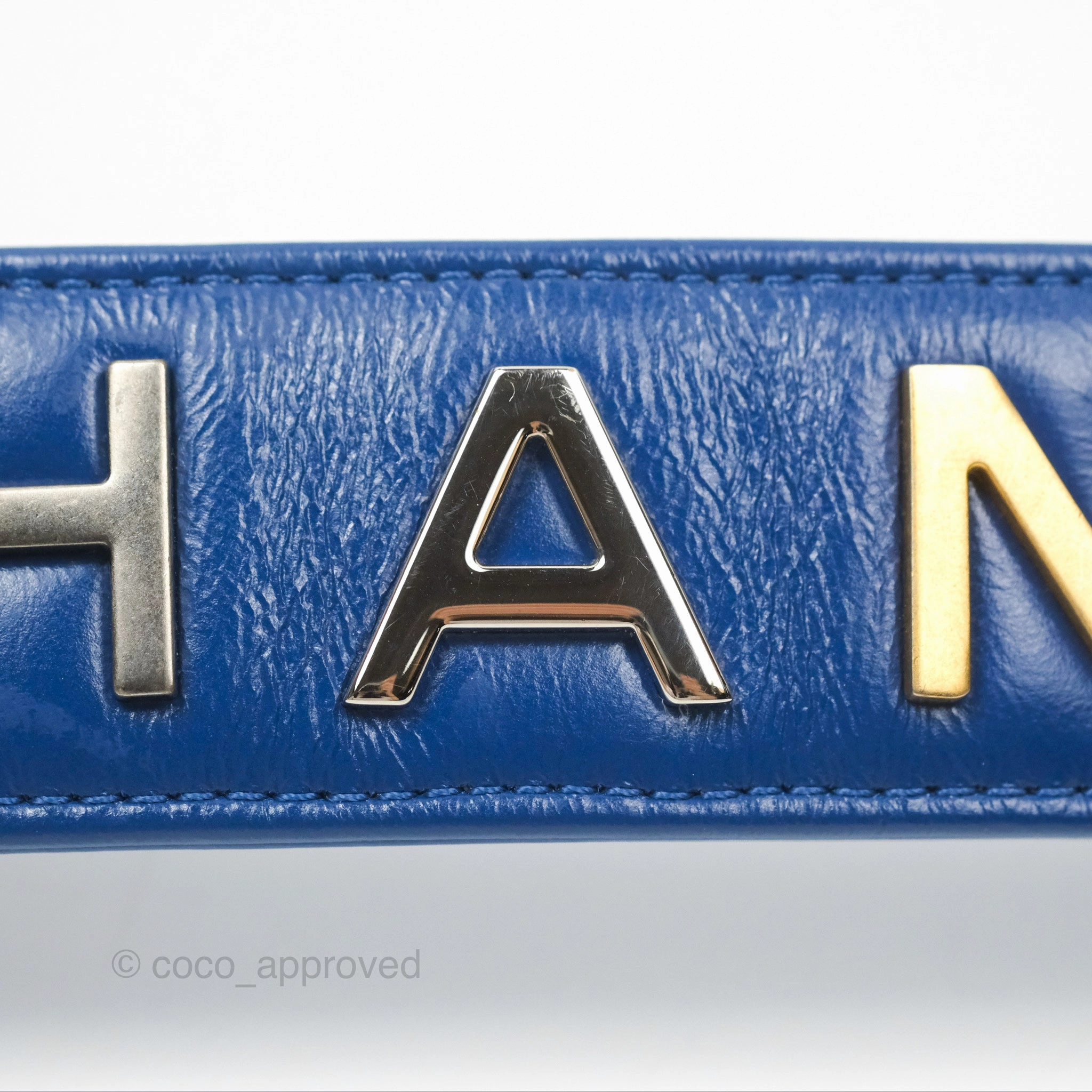 Chanel Quilted Medium Gabrielle Logo Handle Hobo Blue Aged Calfskin