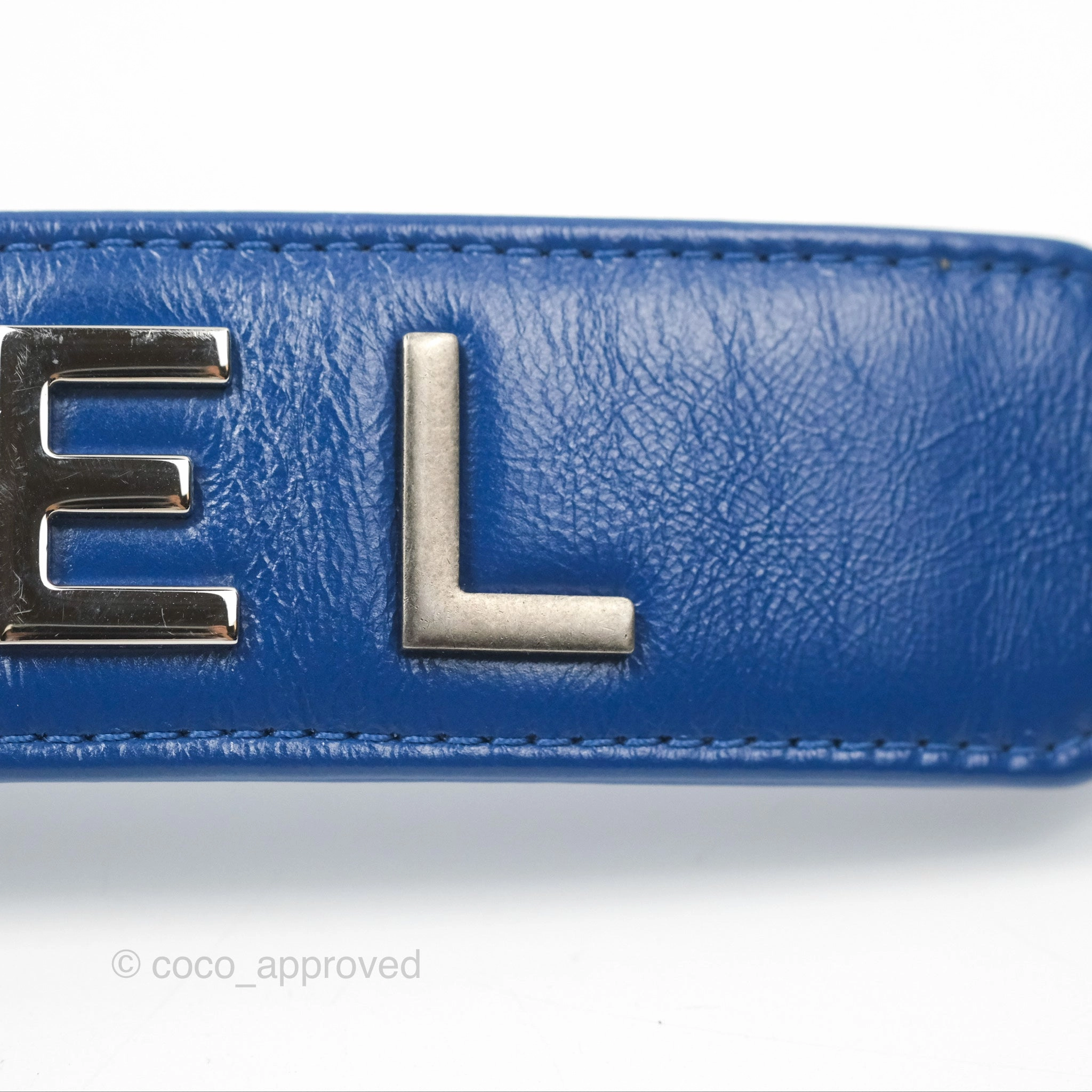 Chanel Quilted Medium Gabrielle Logo Handle Hobo Blue Aged Calfskin