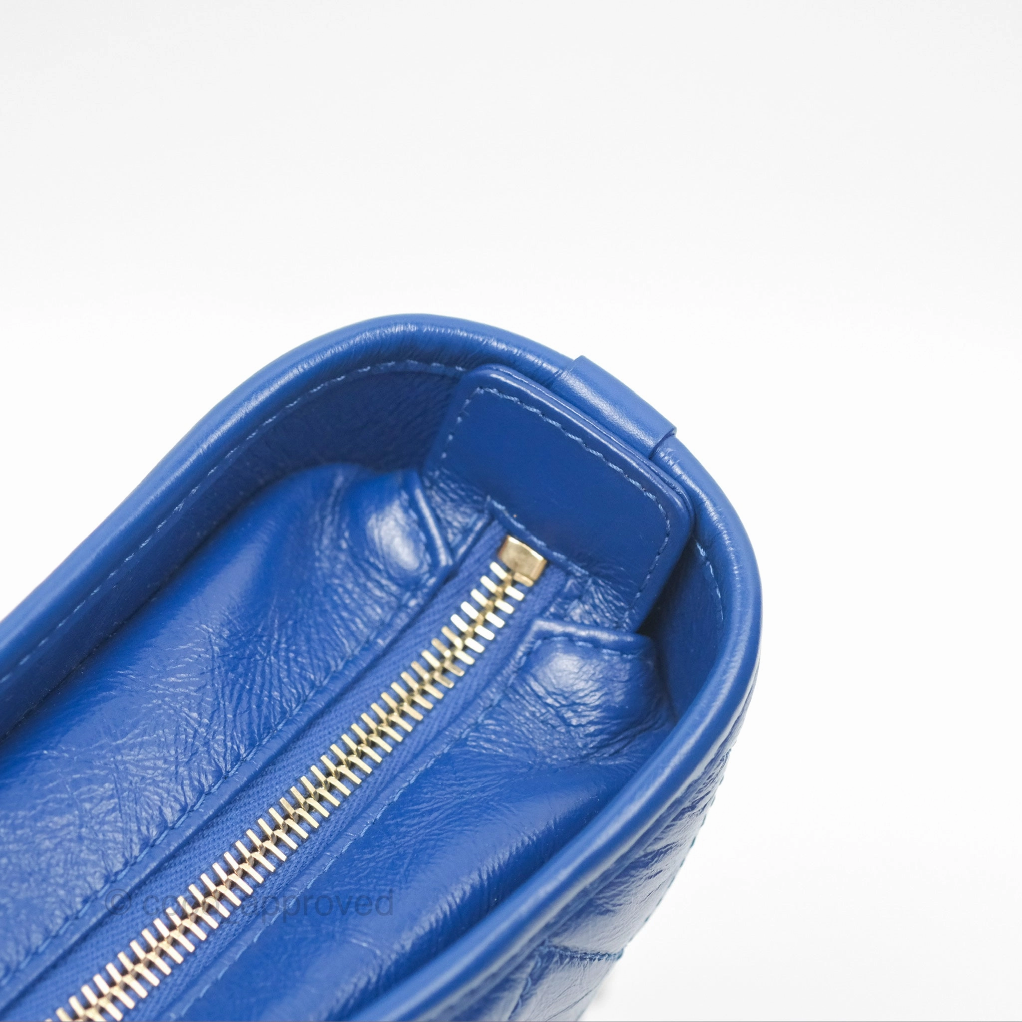 Chanel Quilted Medium Gabrielle Logo Handle Hobo Blue Aged Calfskin