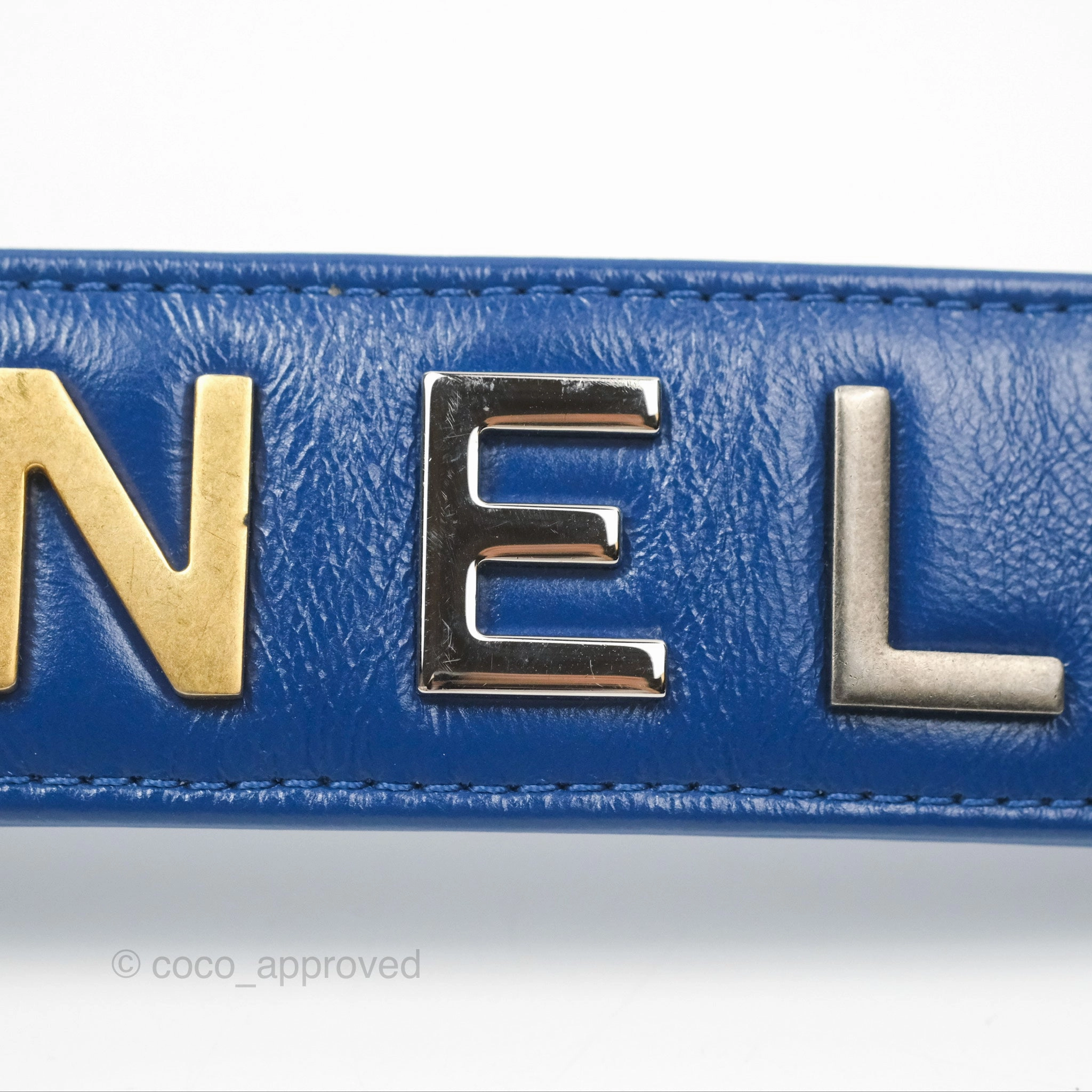 Chanel Quilted Medium Gabrielle Logo Handle Hobo Blue Aged Calfskin
