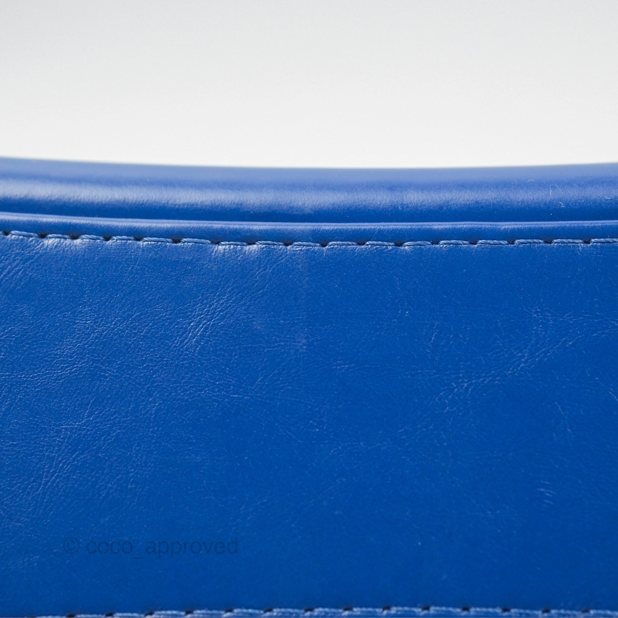 Chanel Quilted Medium Gabrielle Logo Handle Hobo Blue Aged Calfskin