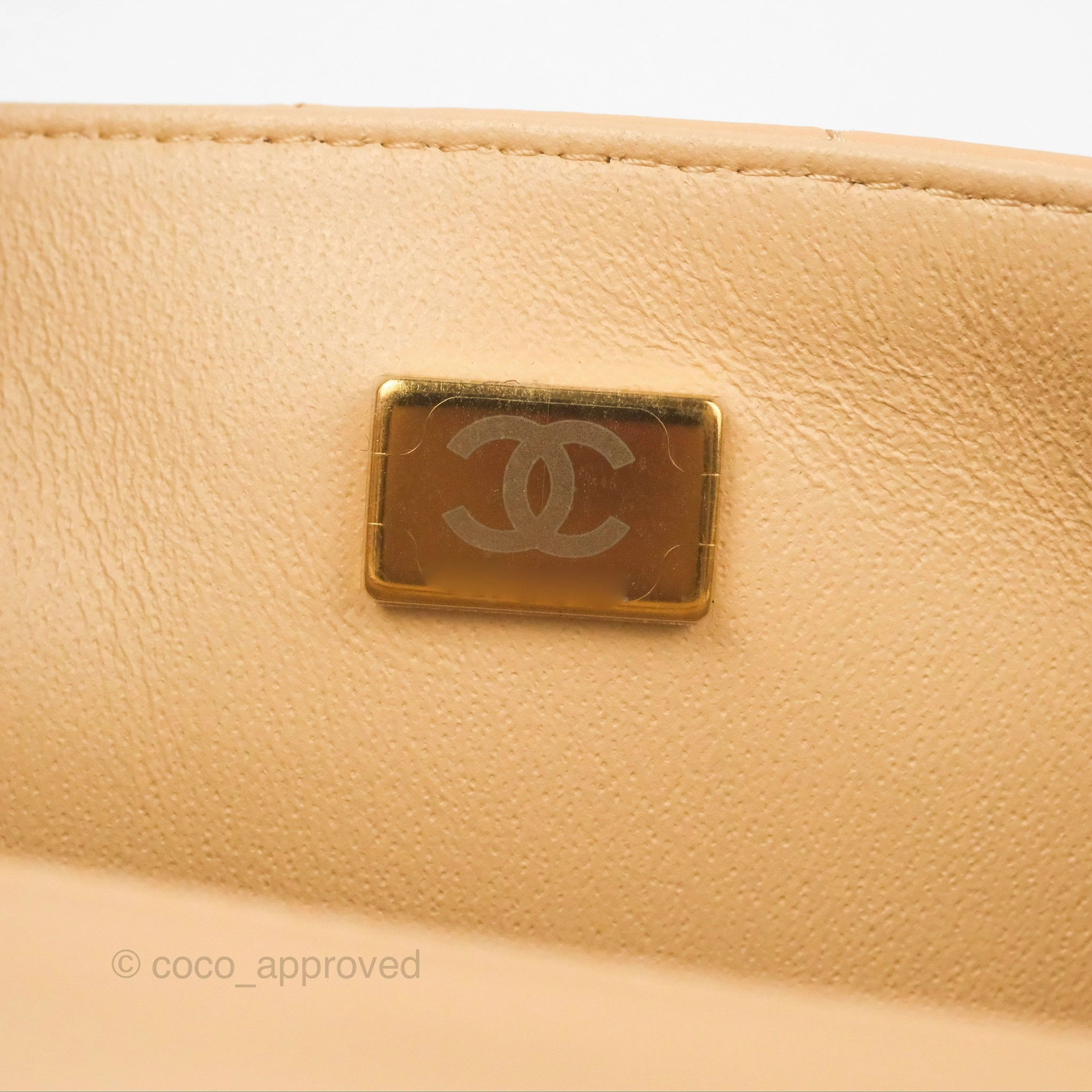 Chanel Quilted Mini Rectangular Beige Lambskin Gold Hardware