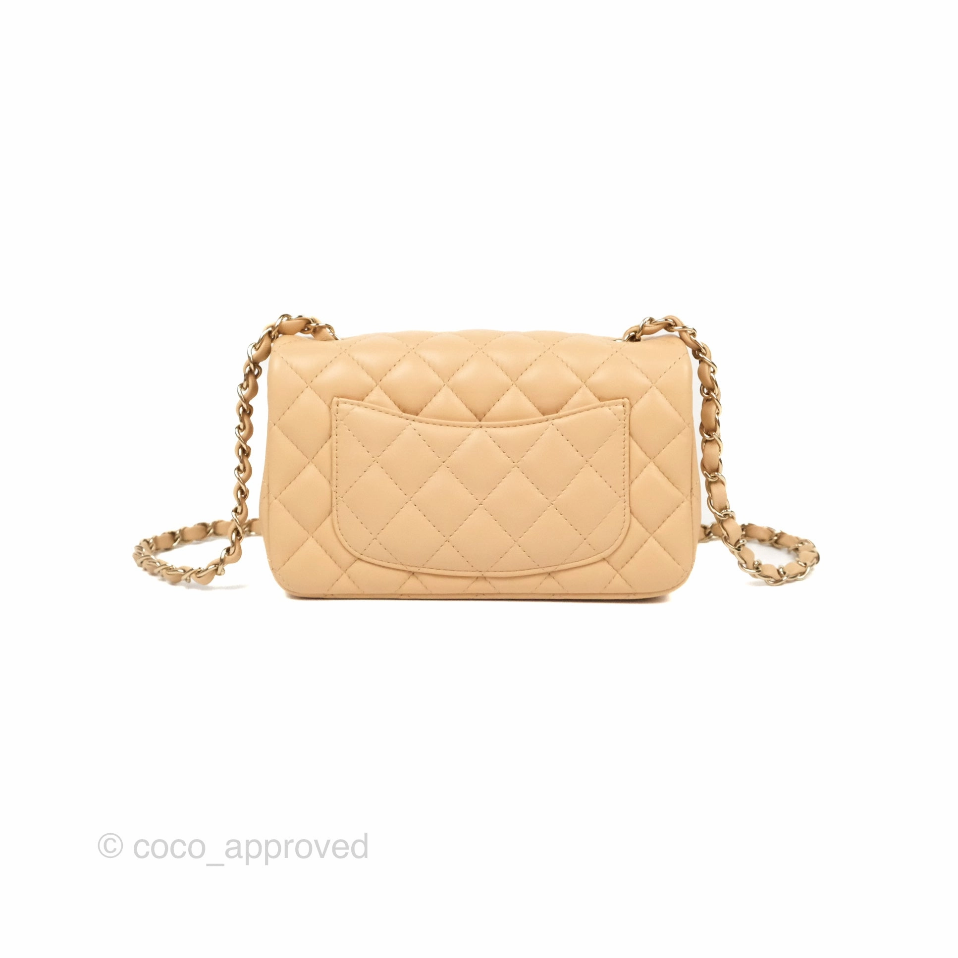 Chanel Quilted Mini Rectangular Beige Lambskin Gold Hardware