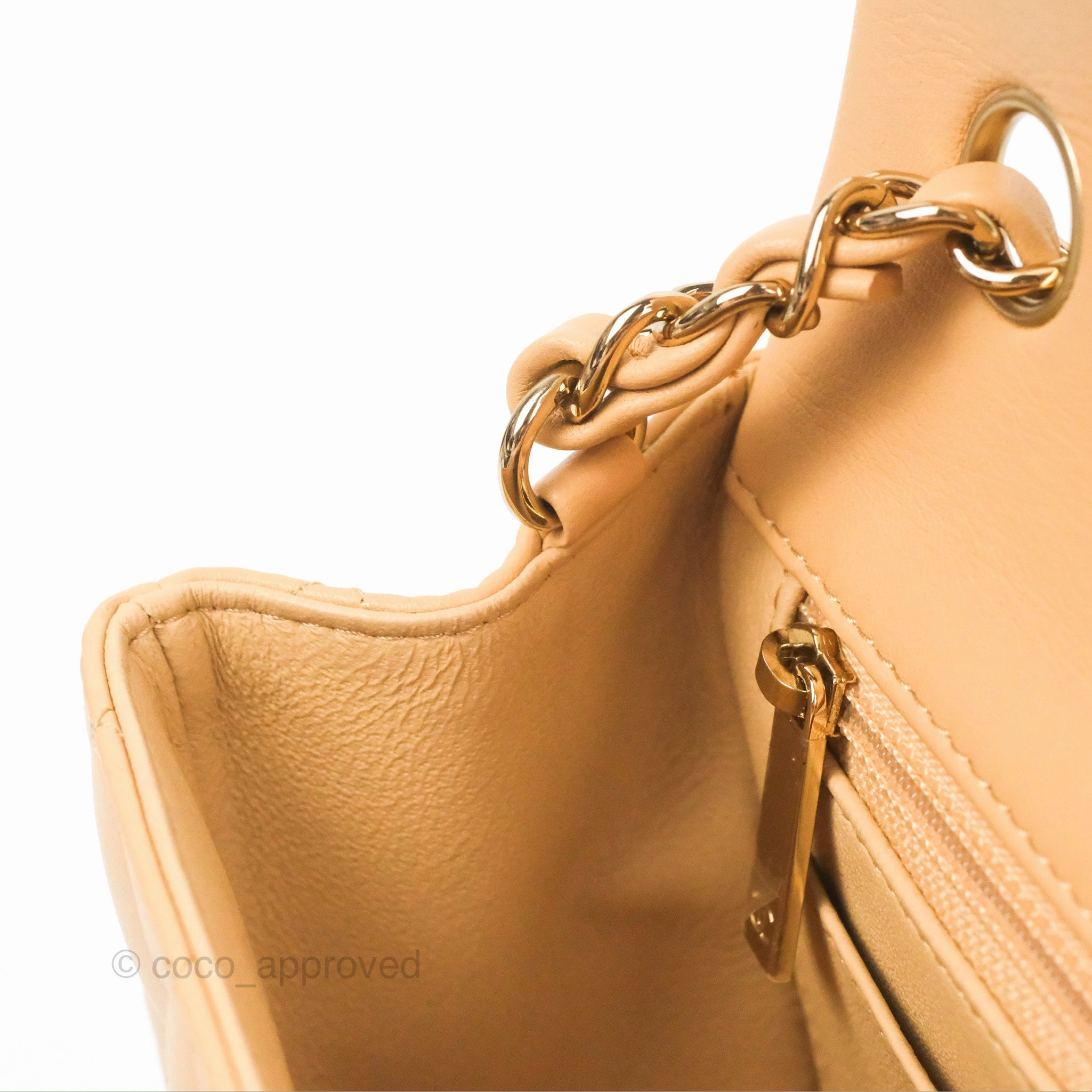 Chanel Quilted Mini Rectangular Beige Lambskin Gold Hardware