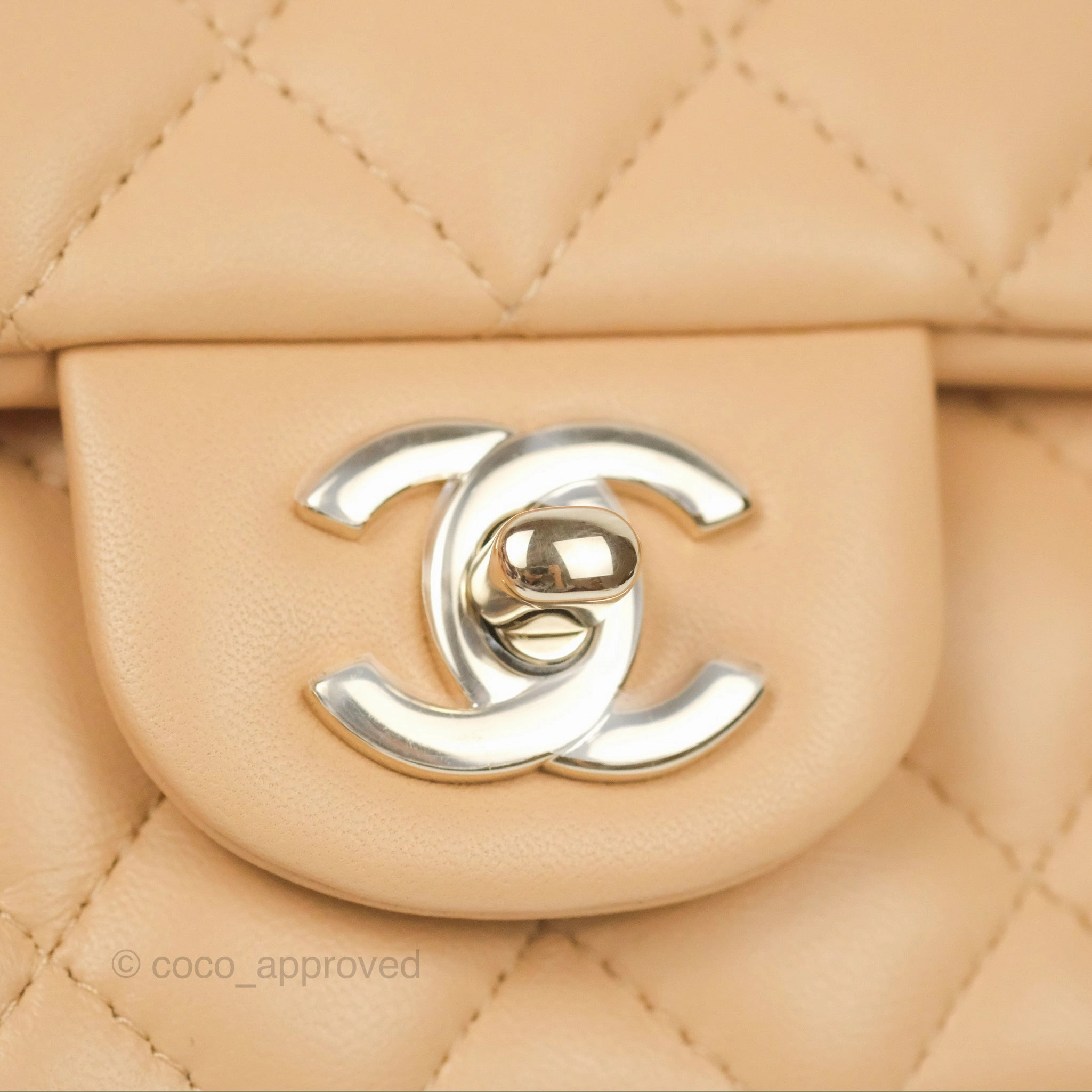 Chanel Quilted Mini Rectangular Beige Lambskin Gold Hardware