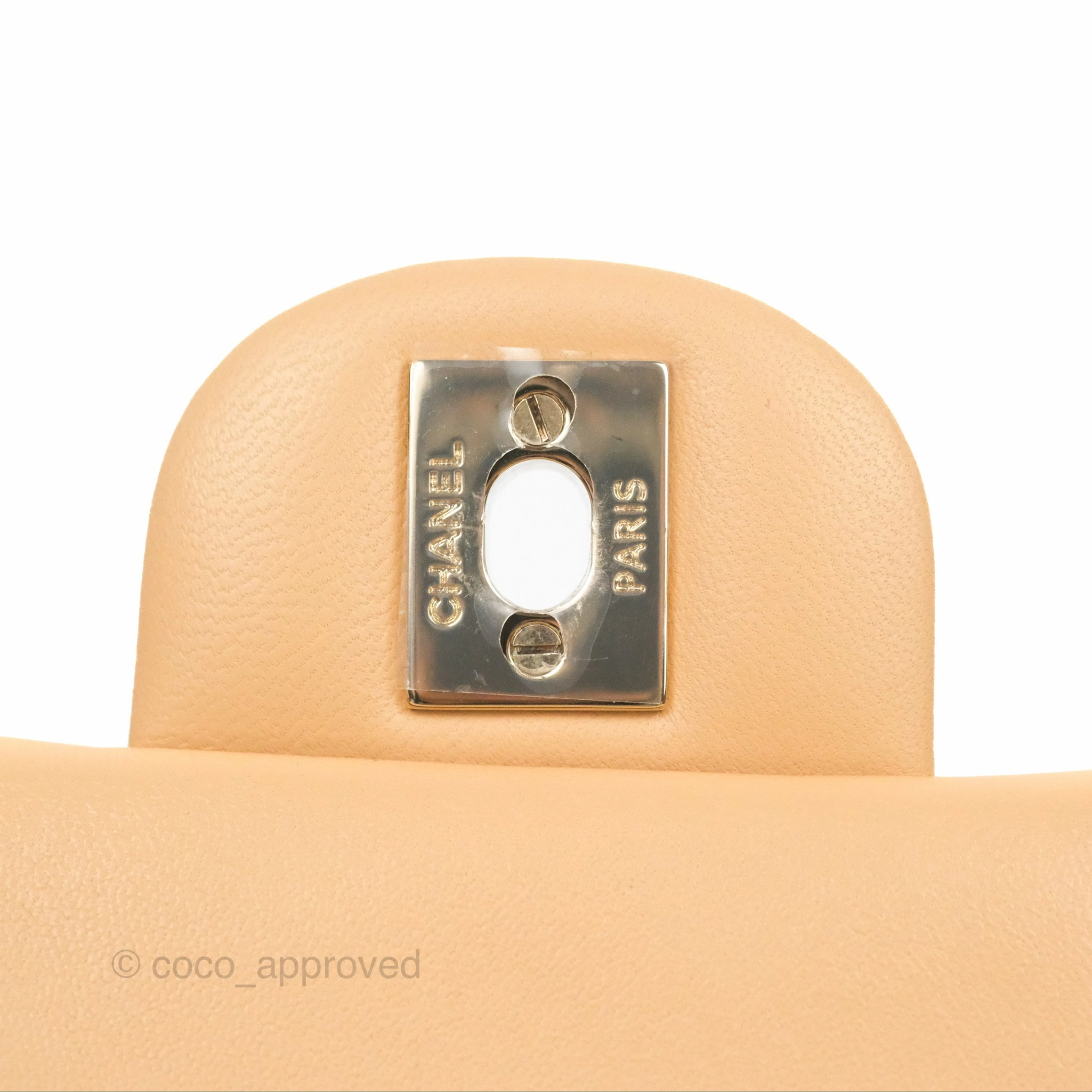 Chanel Quilted Mini Rectangular Beige Lambskin Gold Hardware