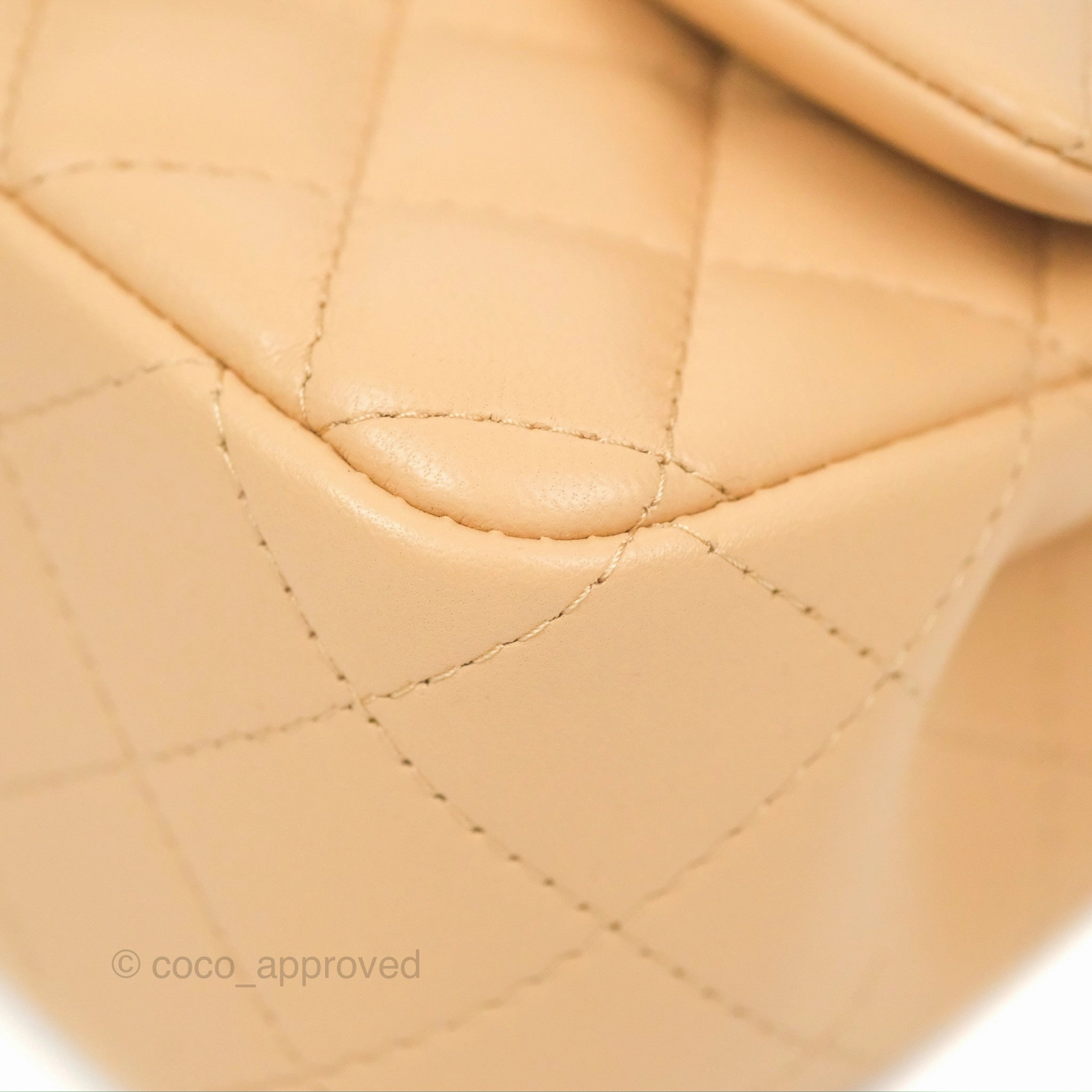 Chanel Quilted Mini Rectangular Beige Lambskin Gold Hardware