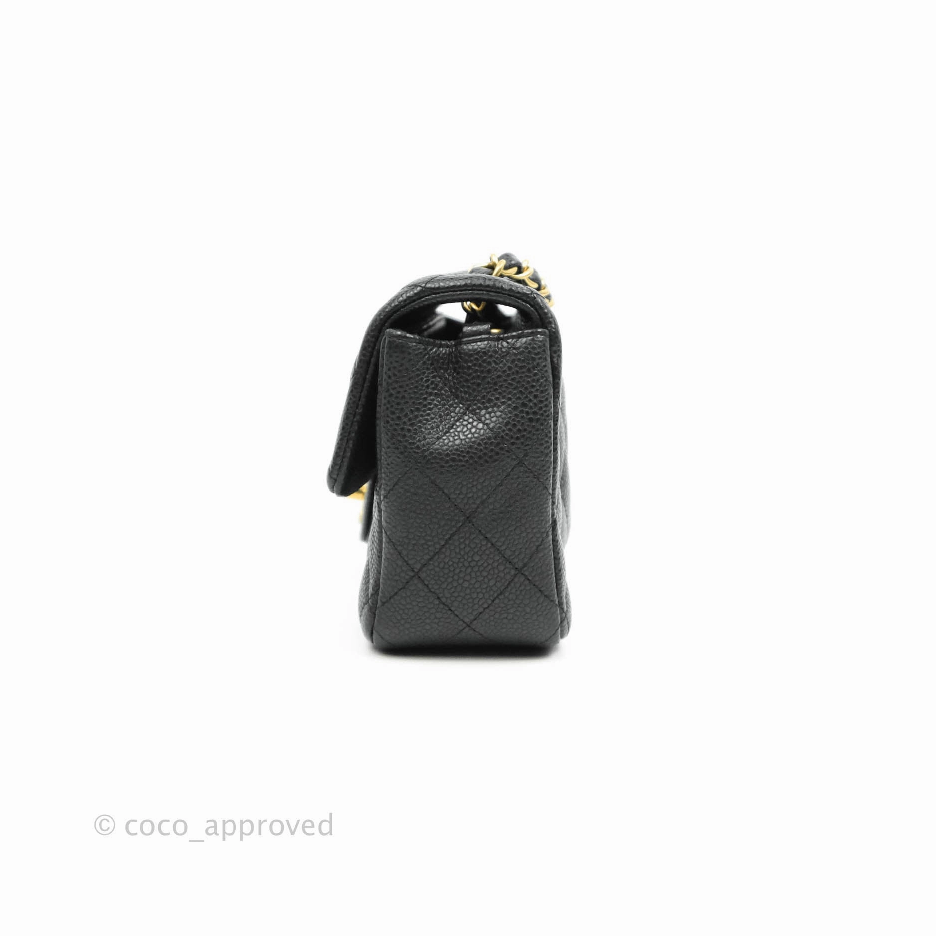 Chanel Quilted Mini Rectangular Black Caviar Gold Hardware